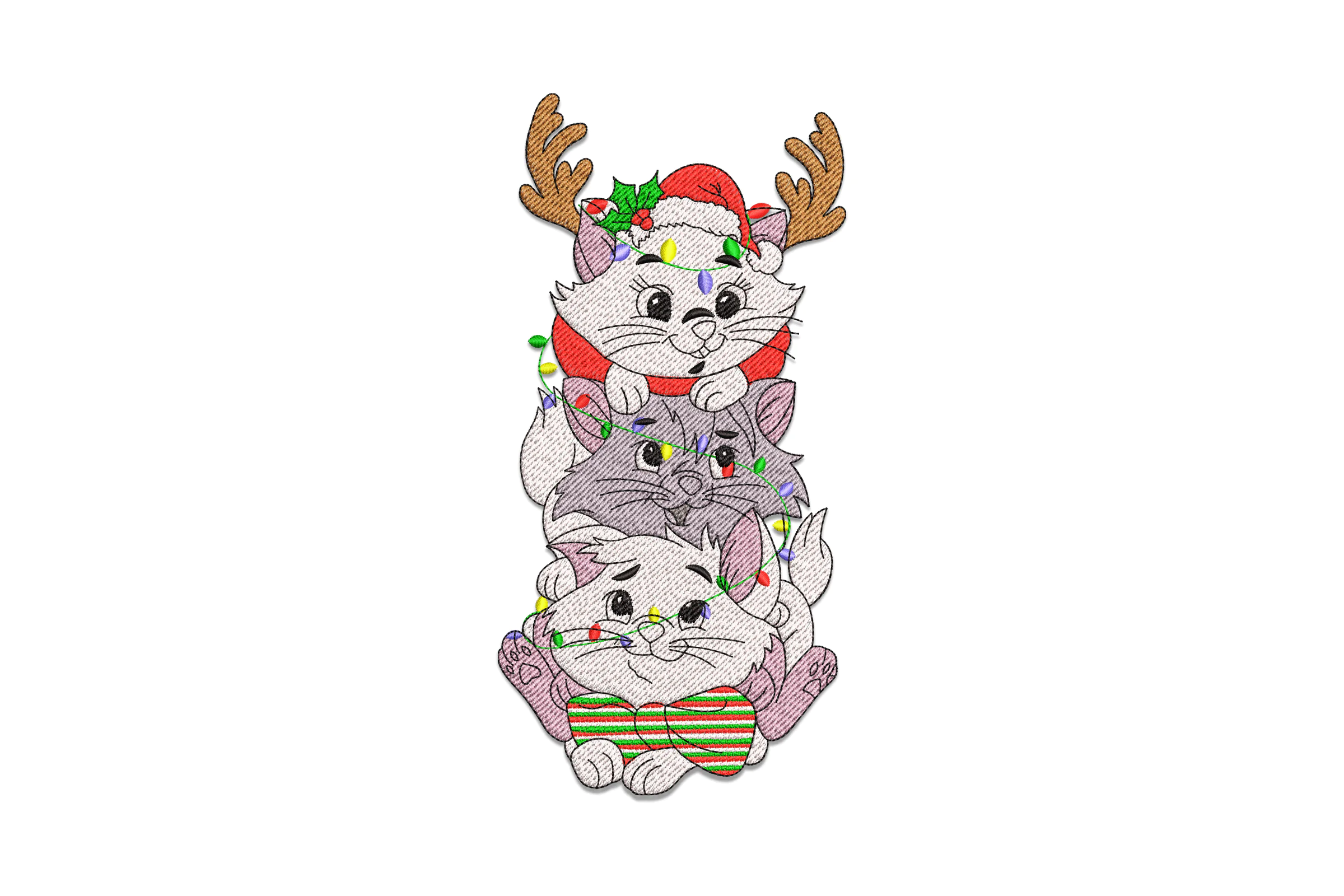 Christmas Cute Cats Embroidery Design