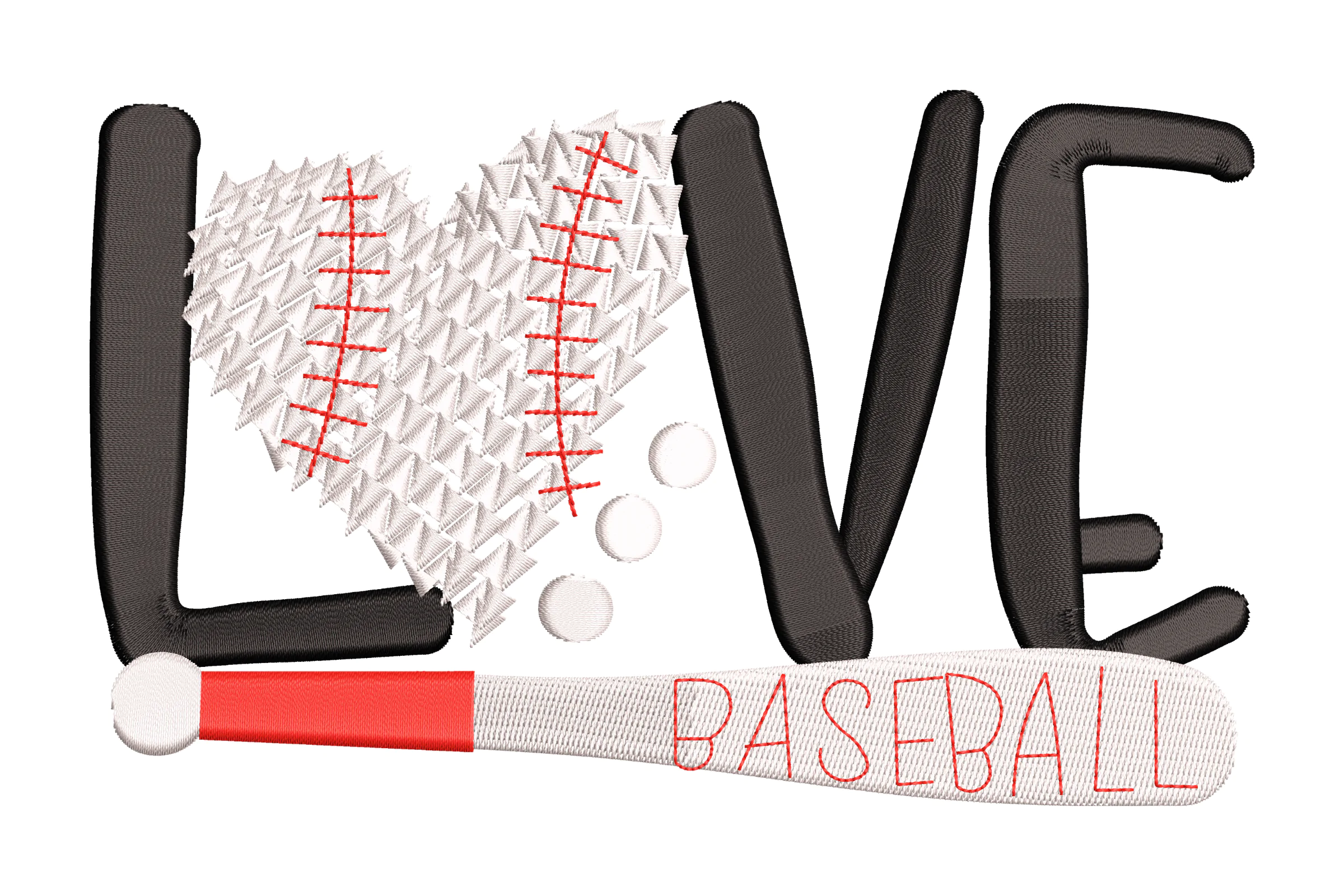 LOVE Baseball Embroidery Design