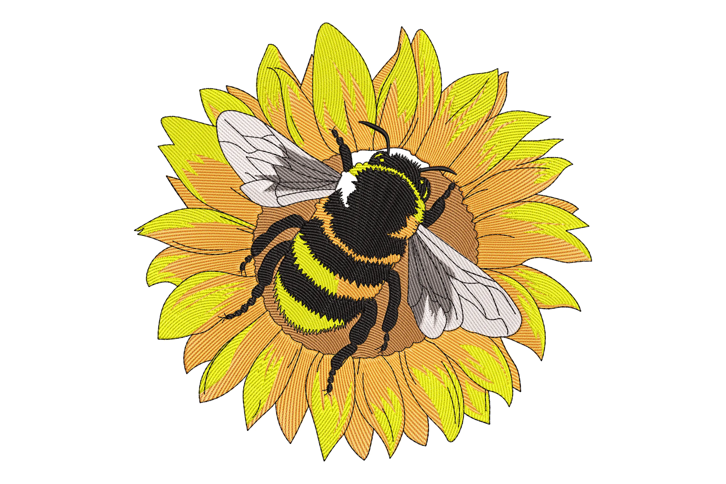 Sunflower and Bee Machine Embroidery Design