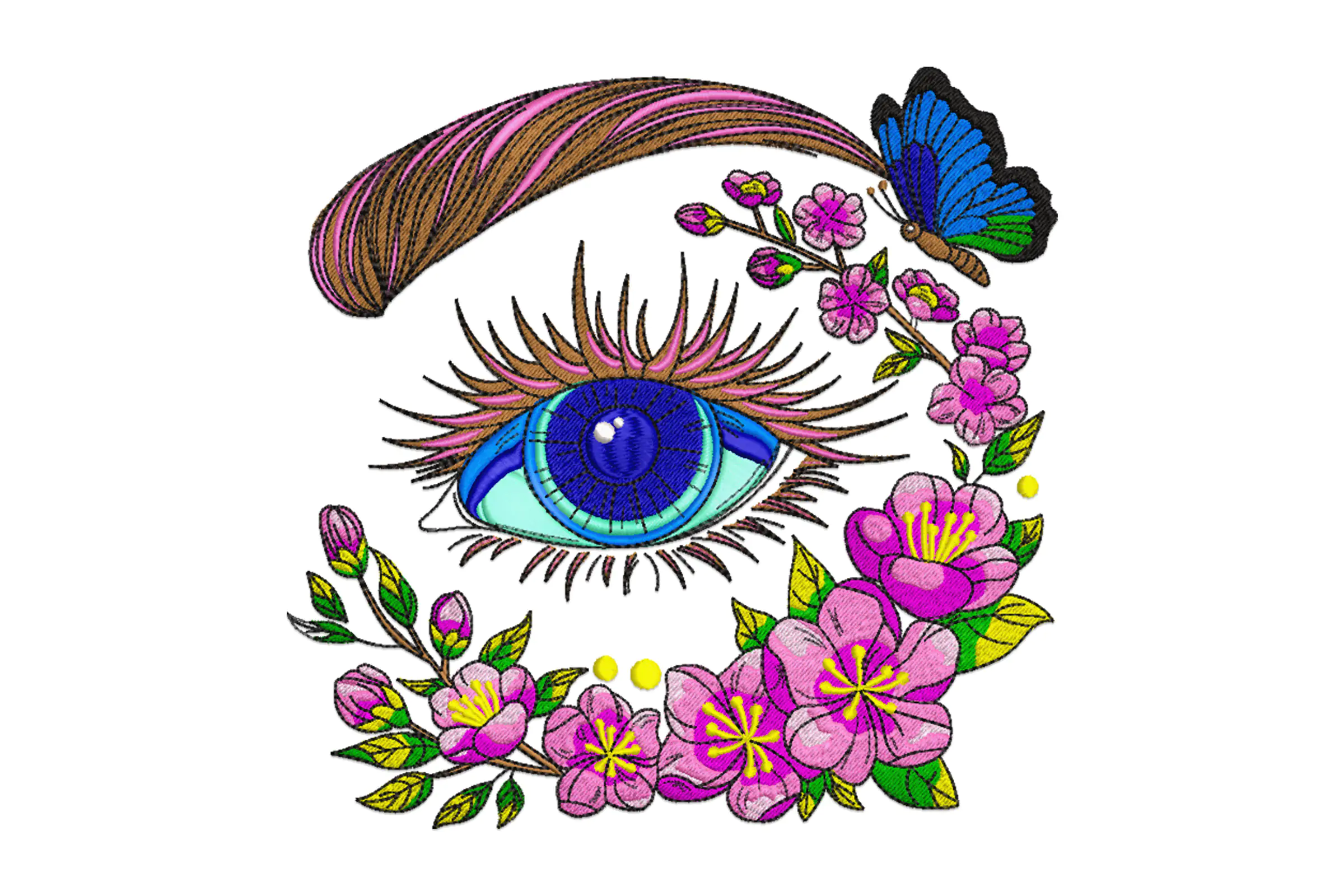 Floral Eye Embroidery Design