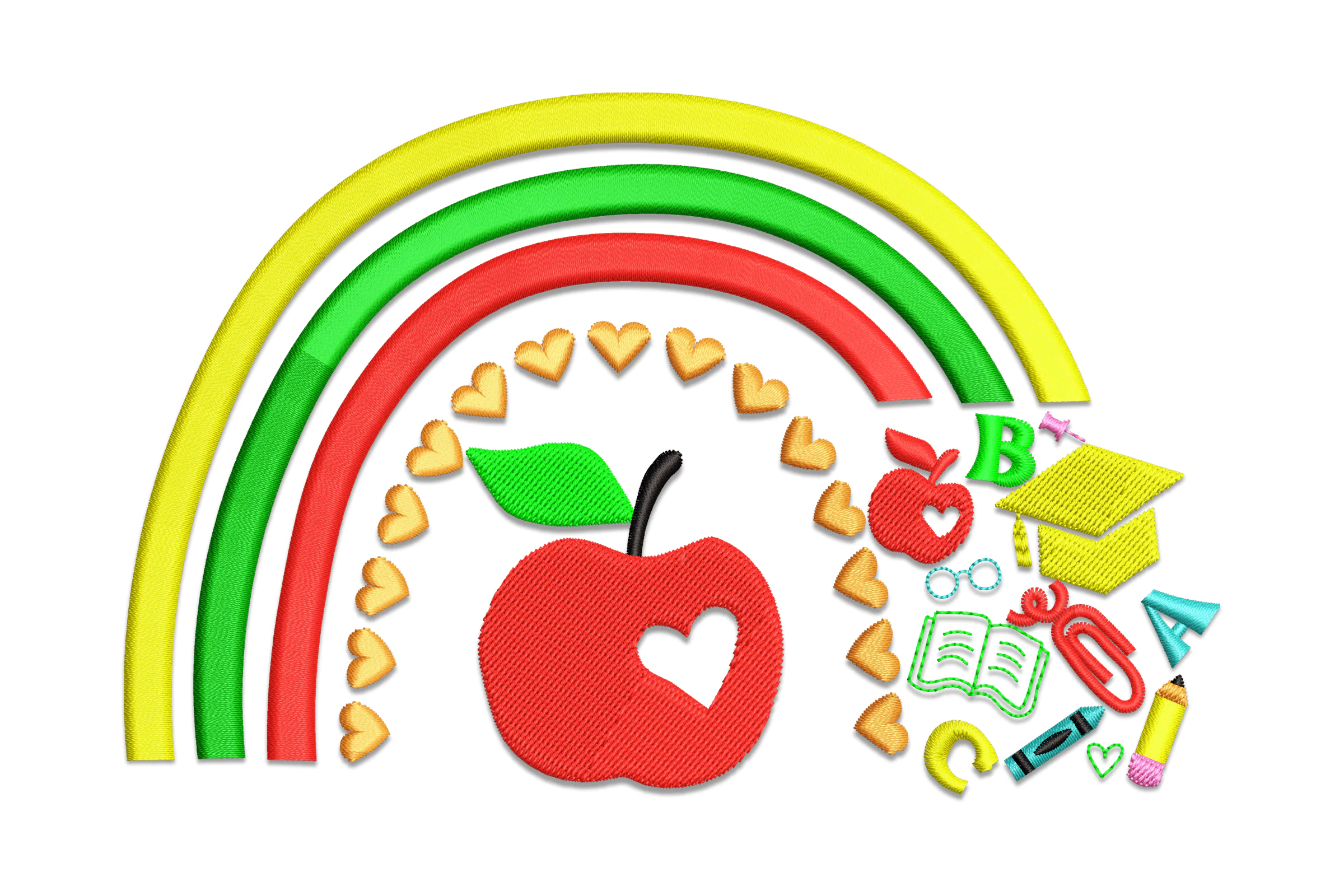 Teacher Rainbow Embroidery Design
