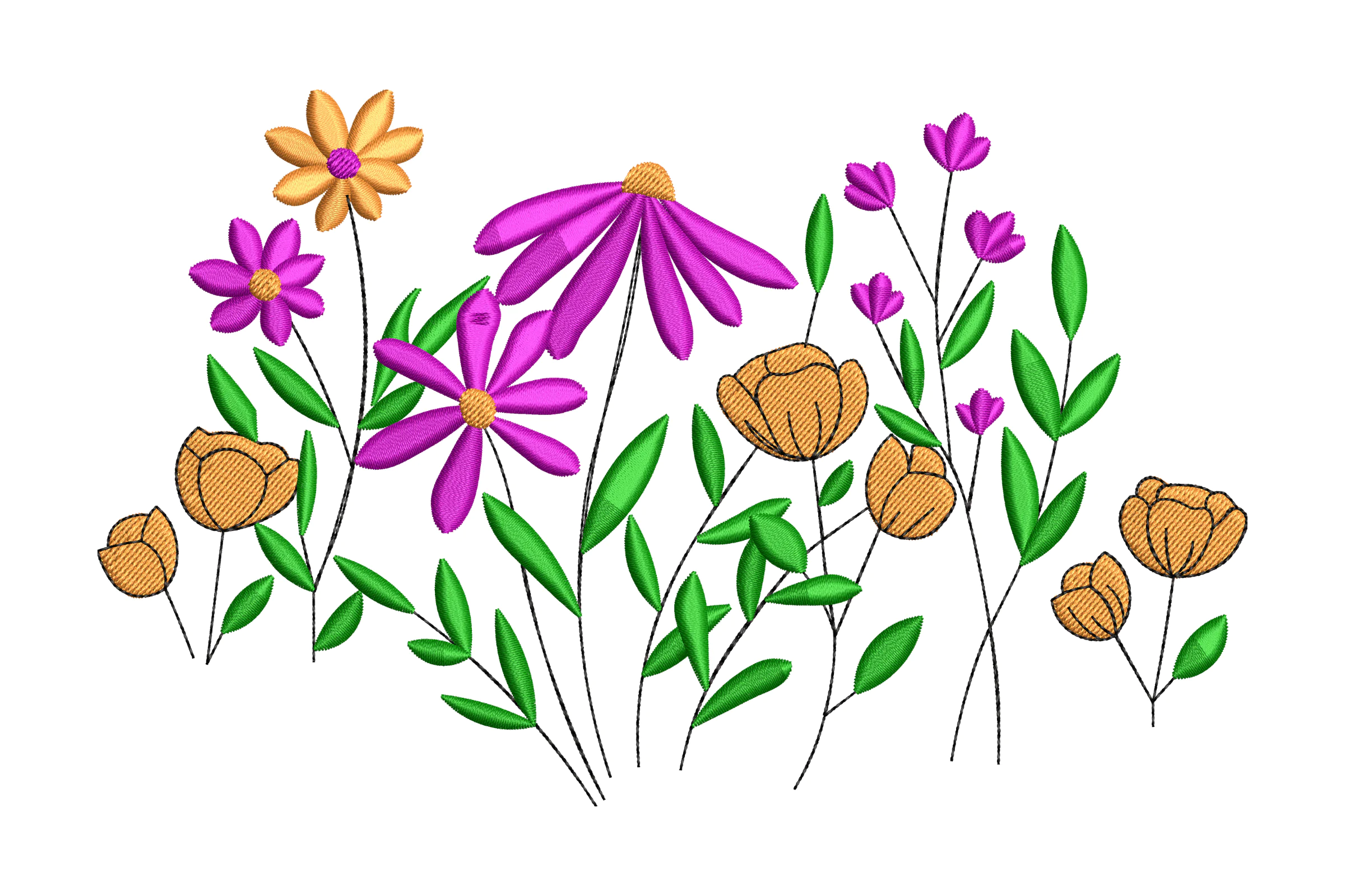 Wildflowers Machine  Embroidery Design