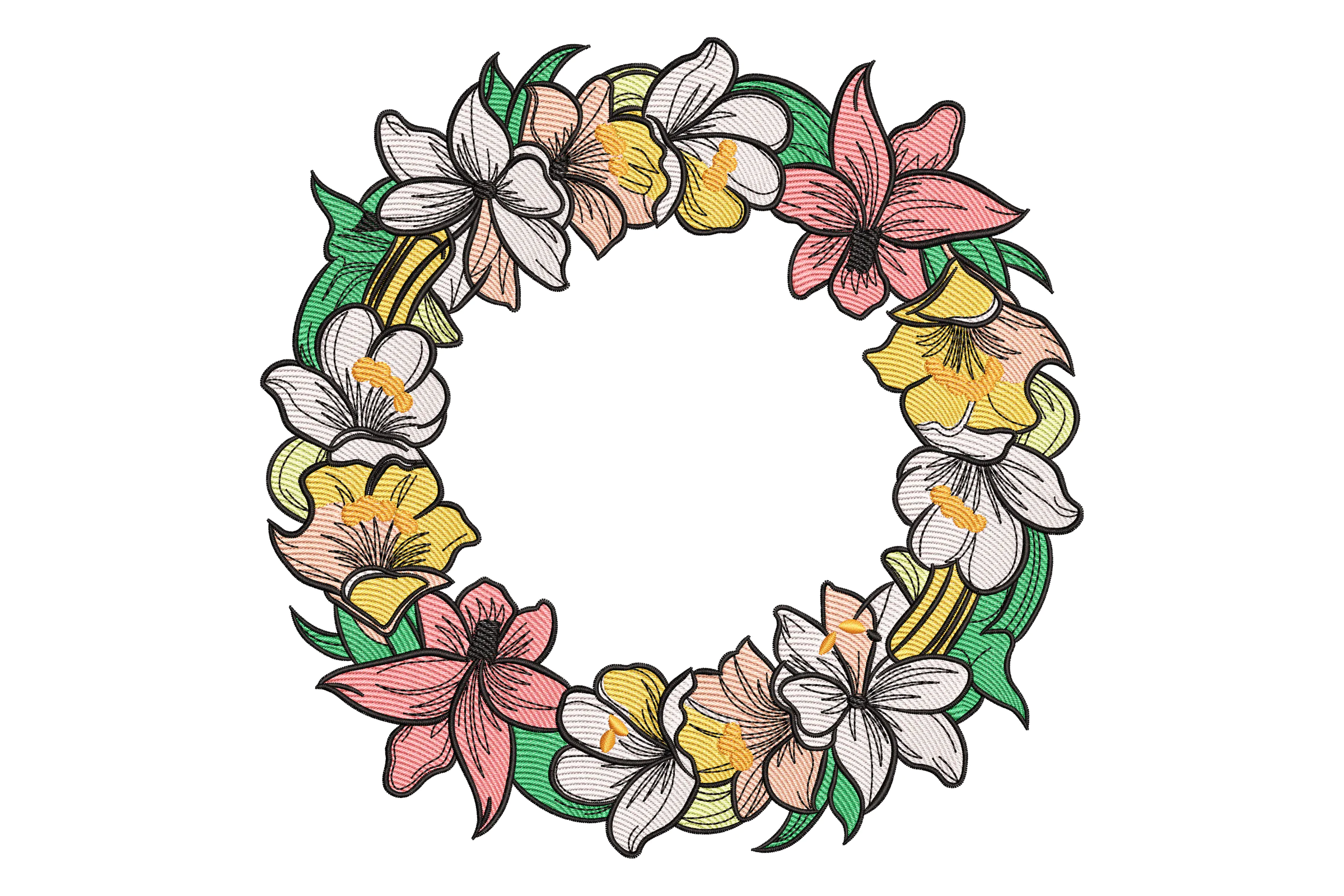 Floral Arrangement Wreath Embroidery Design