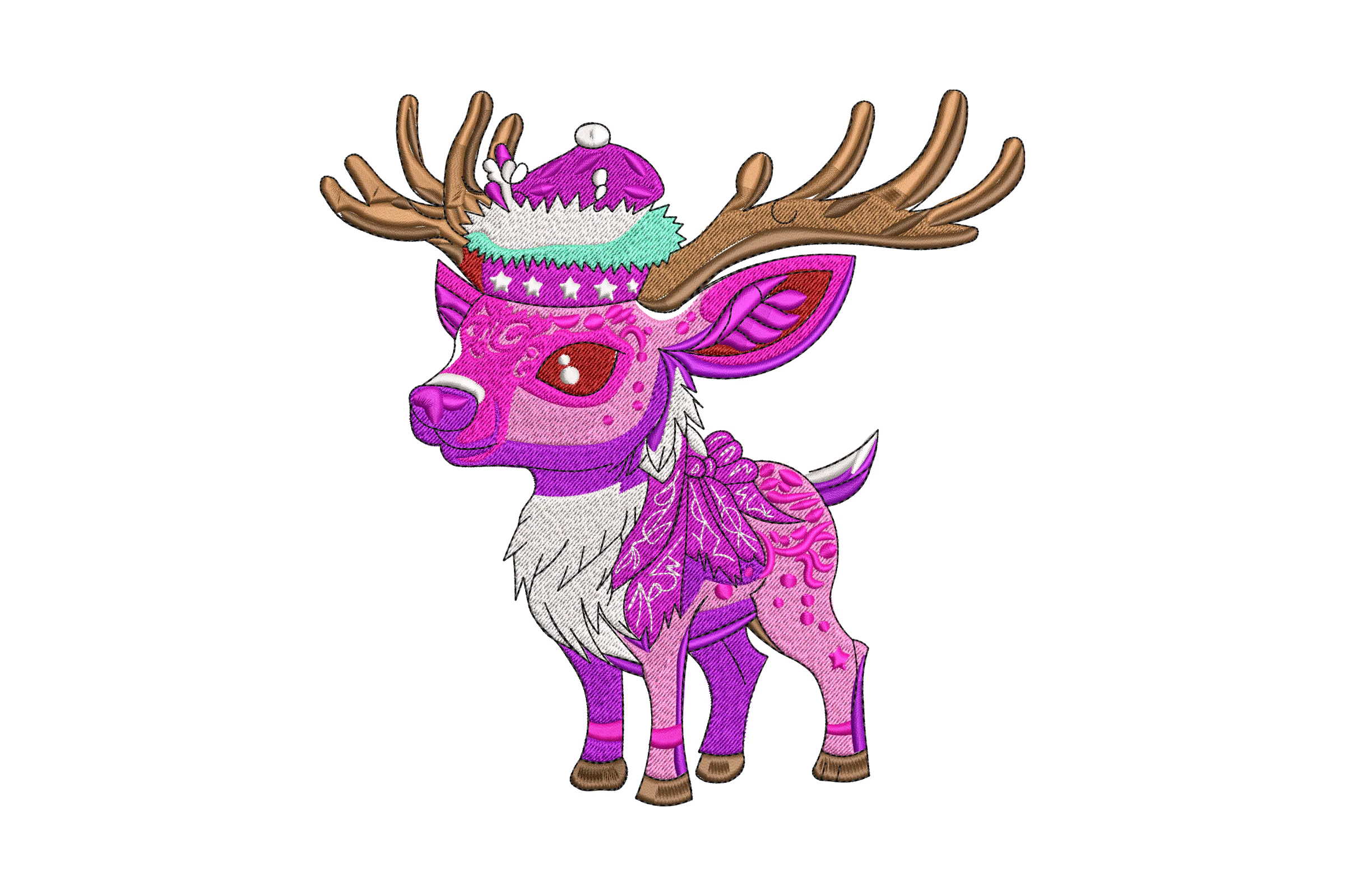 Reindeer Christmas Deer Embroidery Design