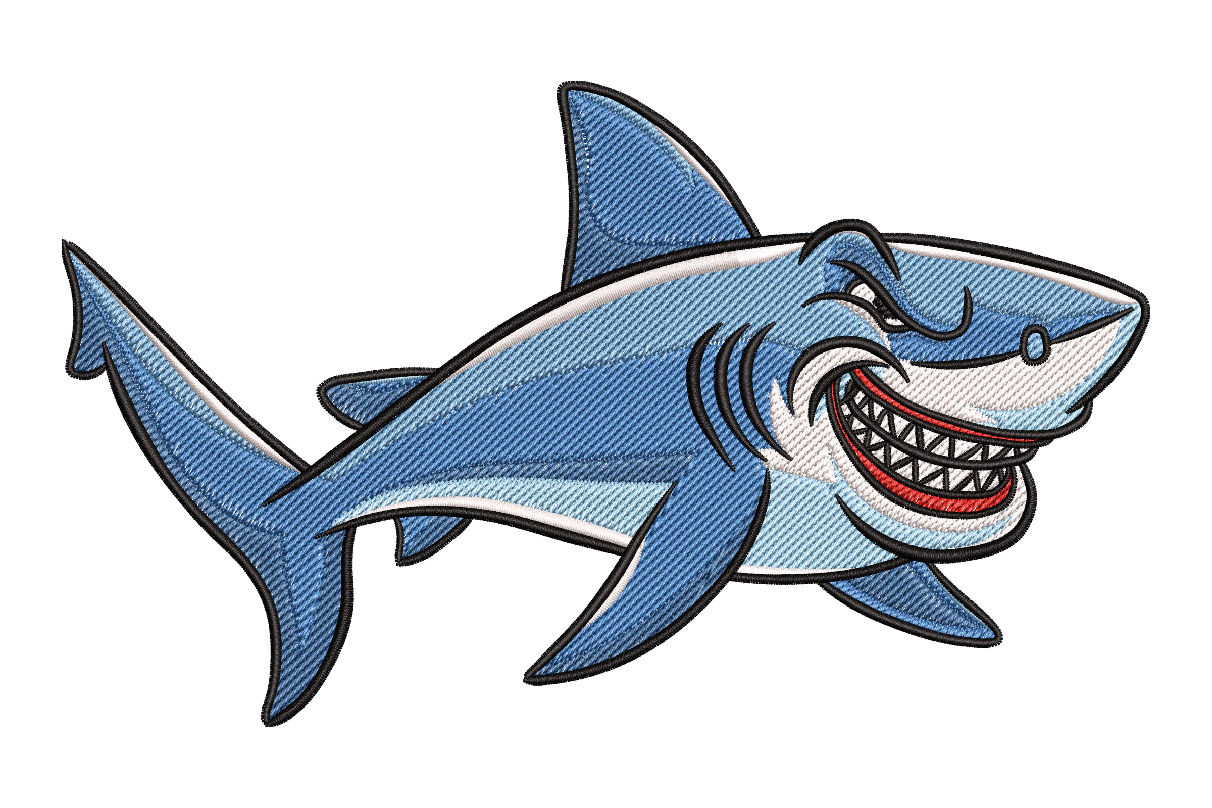 Angry Shark Embroidery Design