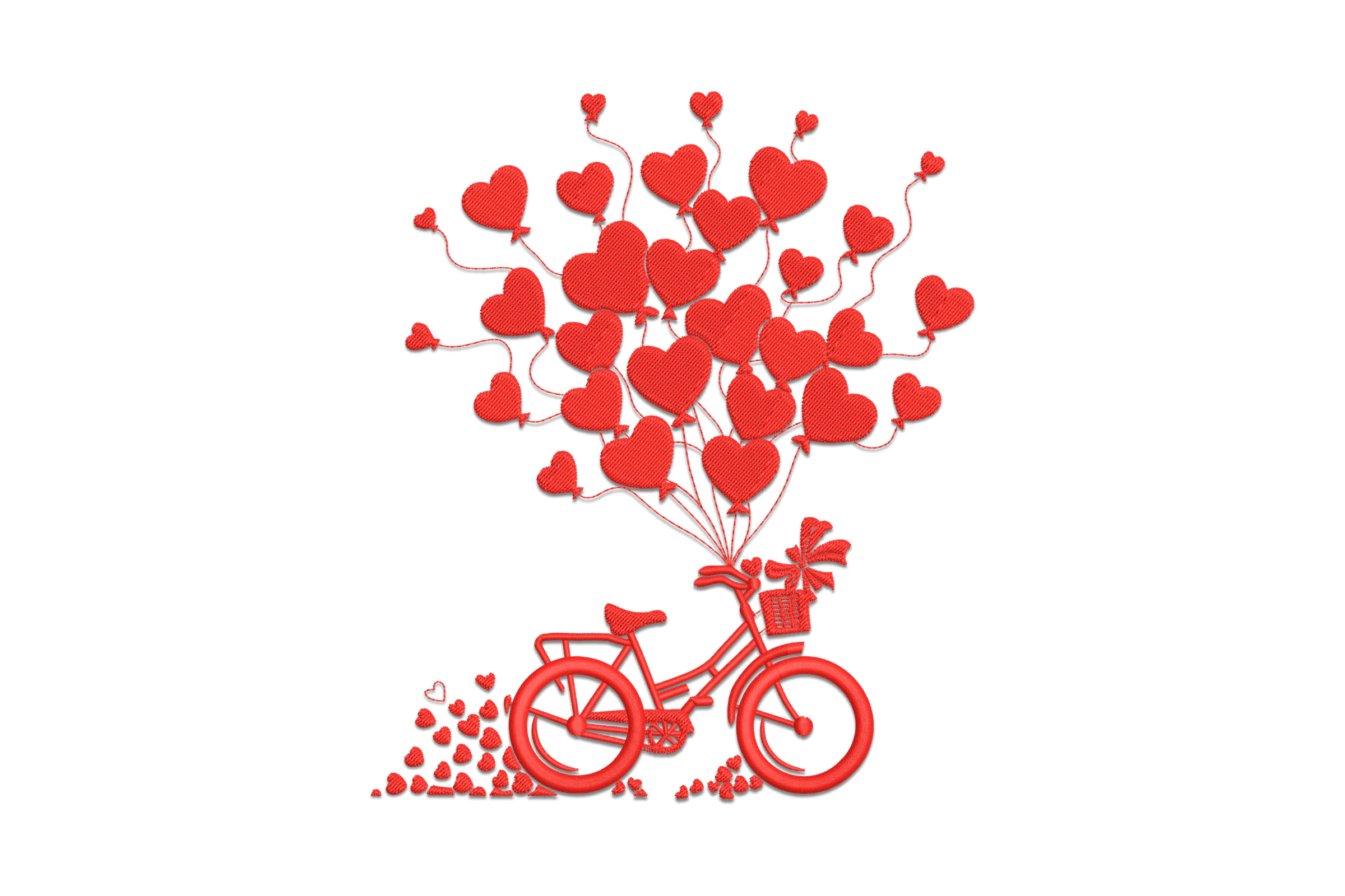 Bicycle Heart Balloons Embroidery Design