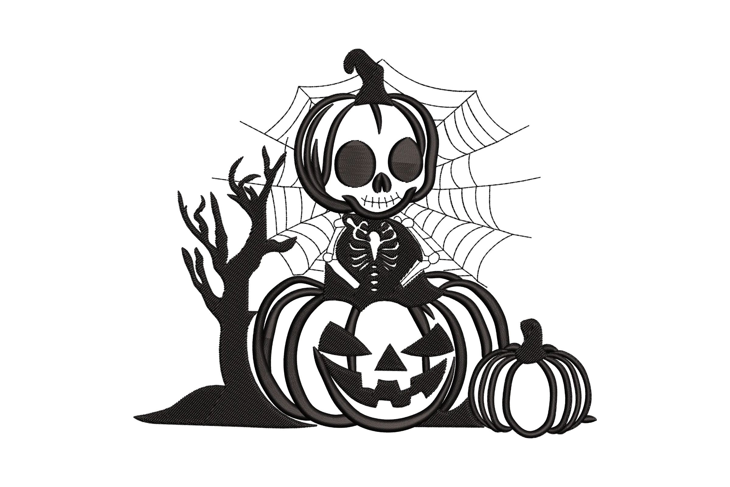 Skeleton Pumpkin Halloween Embroidery Design