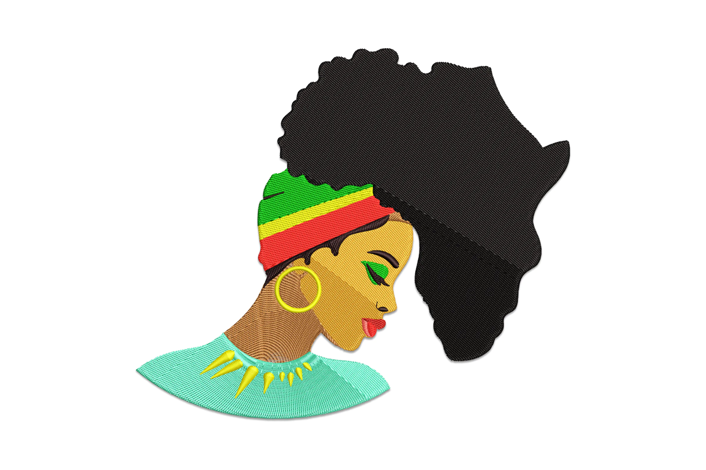 African Woman With Natural Hair Embroidery Design
