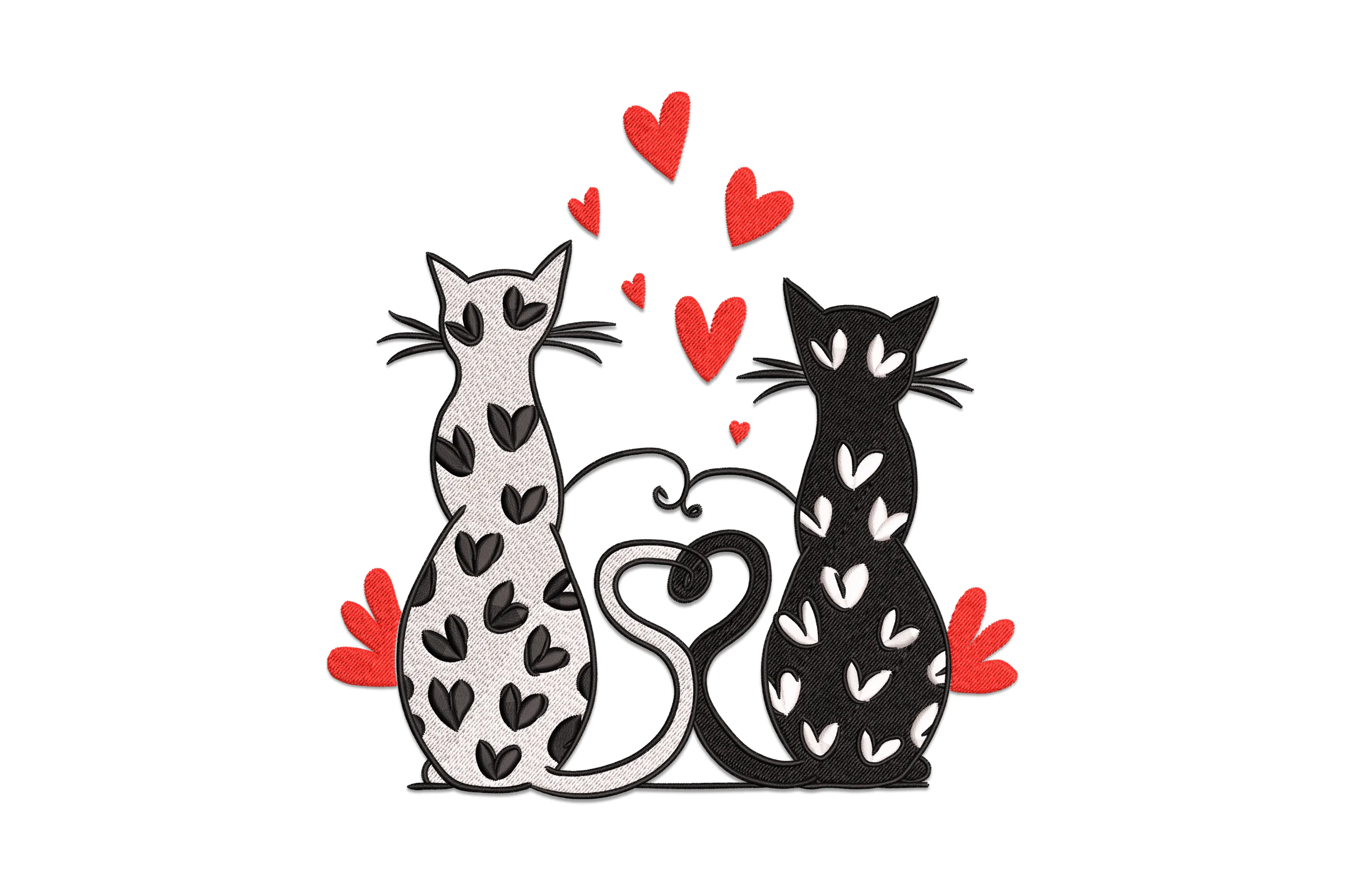 Cats In Love Embroidery Design