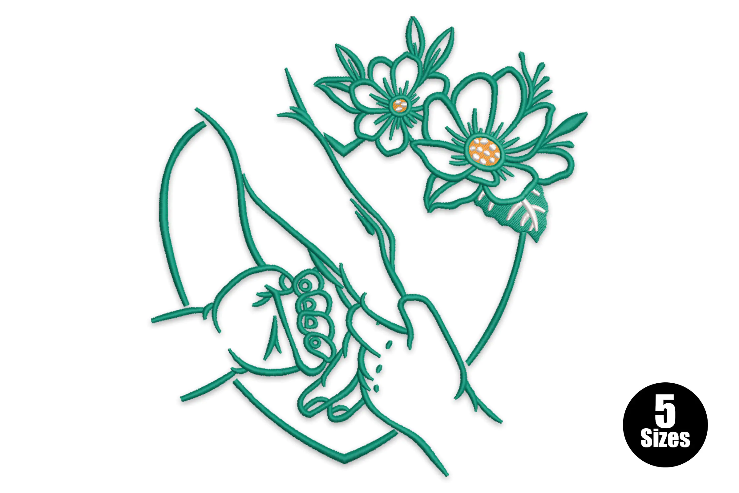Mother and Child Floral Hands Embroidery Design