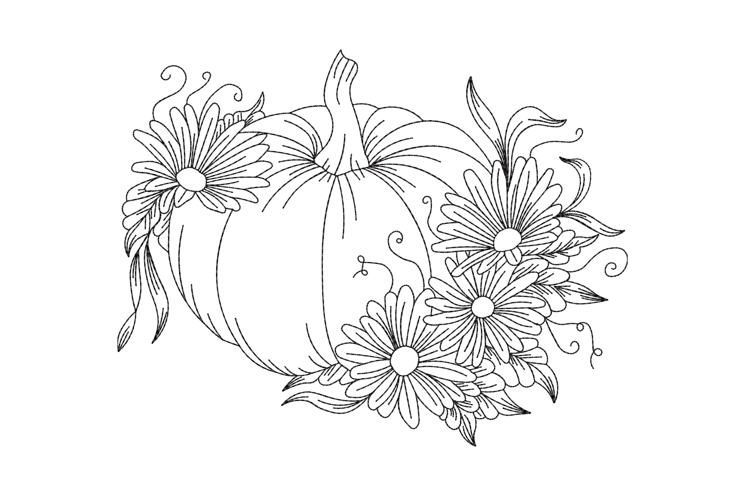 Floral Pumpkin Embroidery Design File