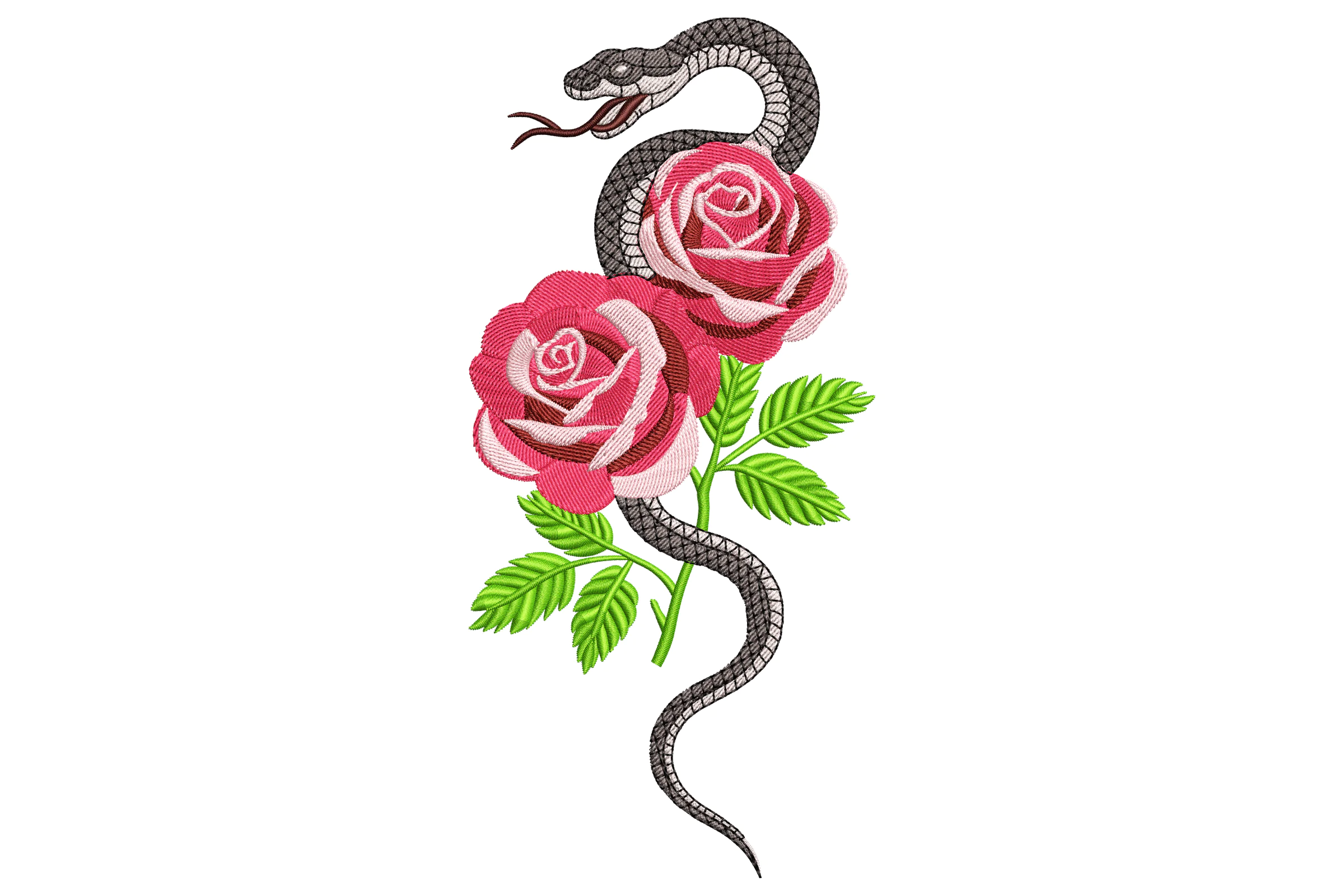Snake & Rose Embroidery Design