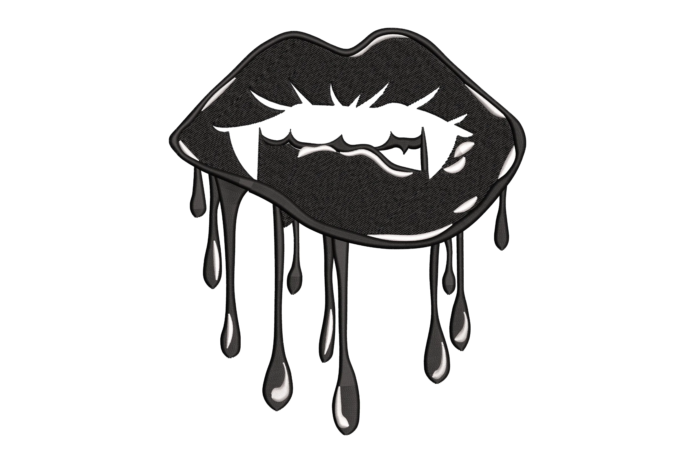 Dracula Lips Melting Embroidery Design