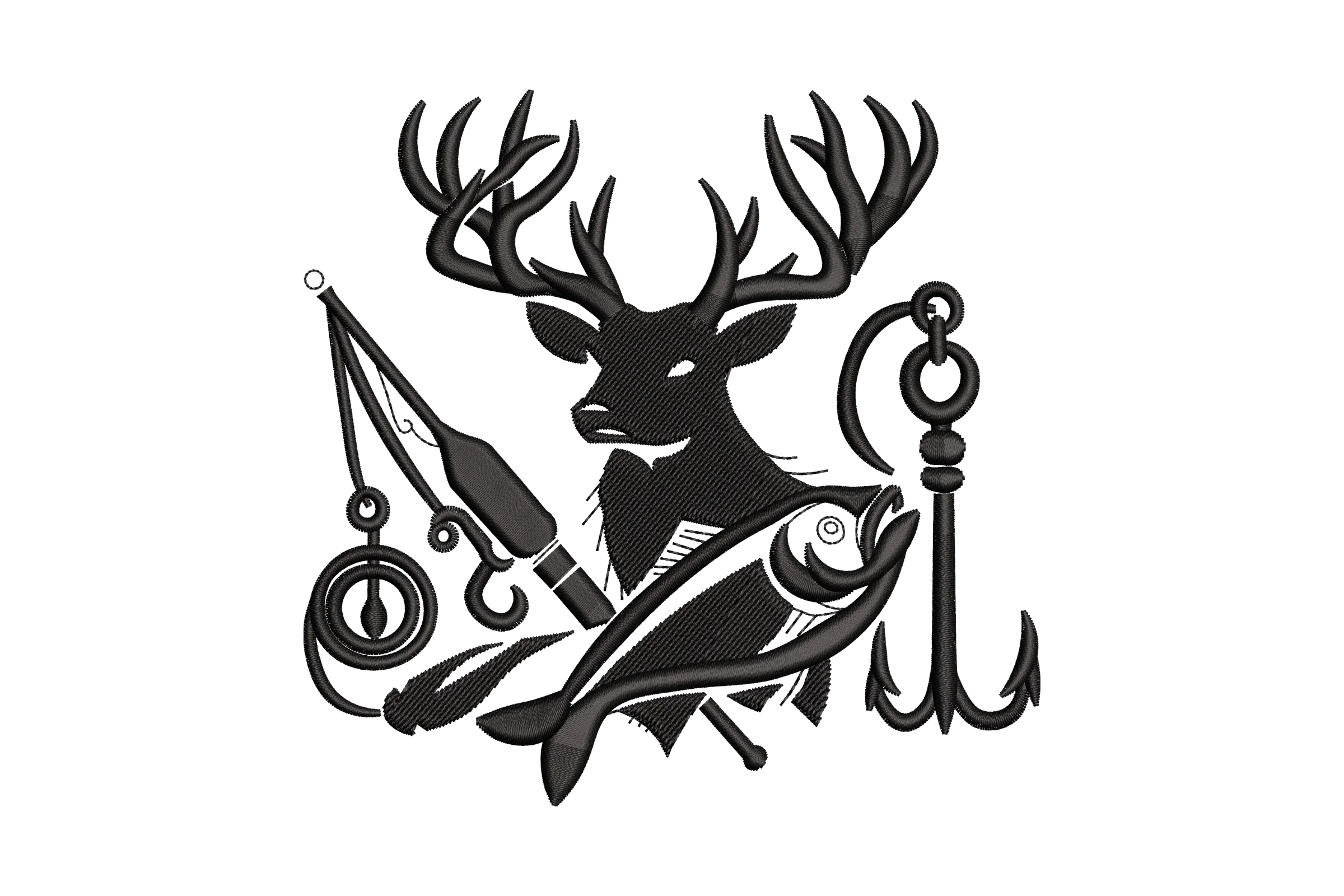 Hunting and Fishing Digital Embroidery Design