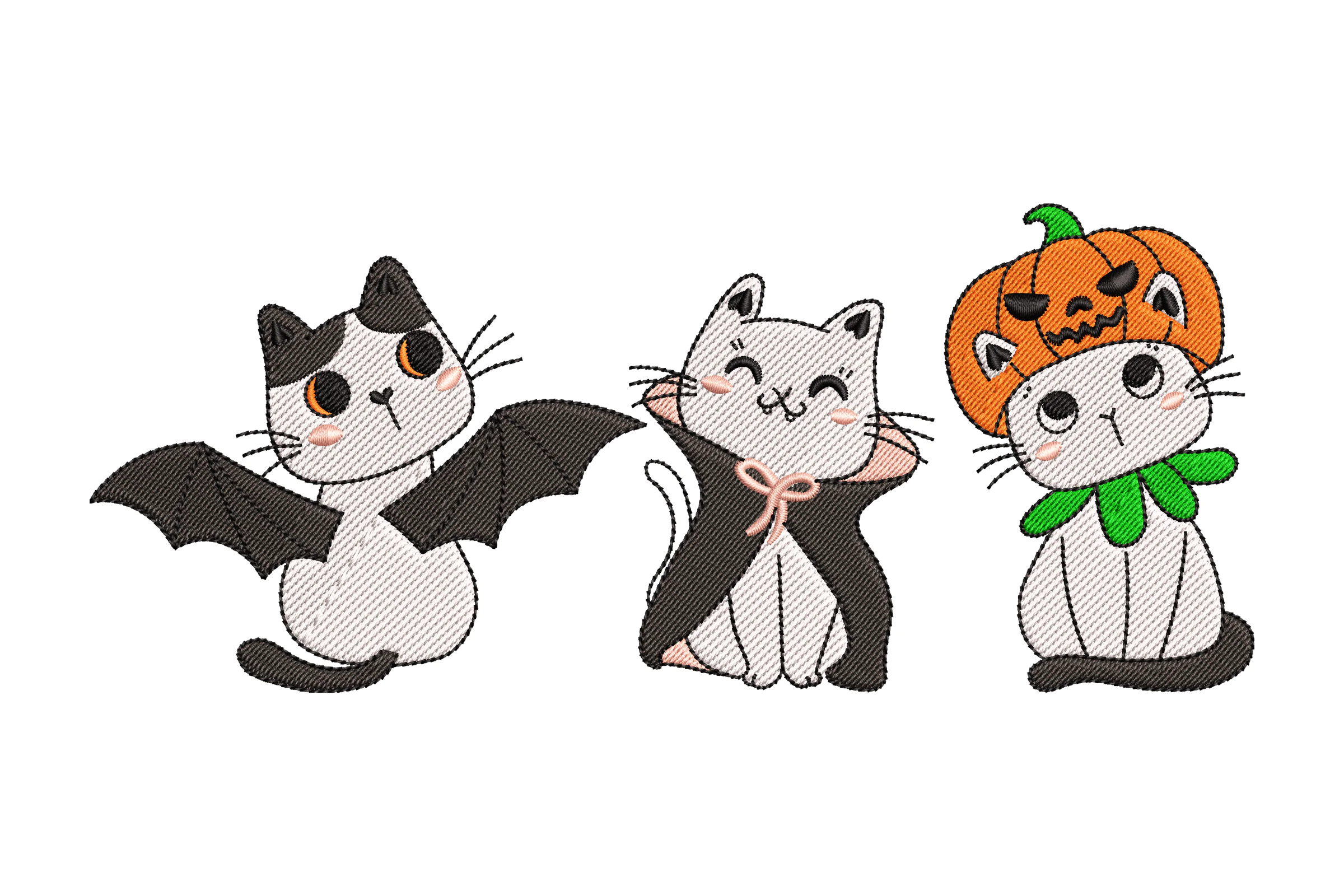 Adorable Halloween Cat Trio Embroidery Design