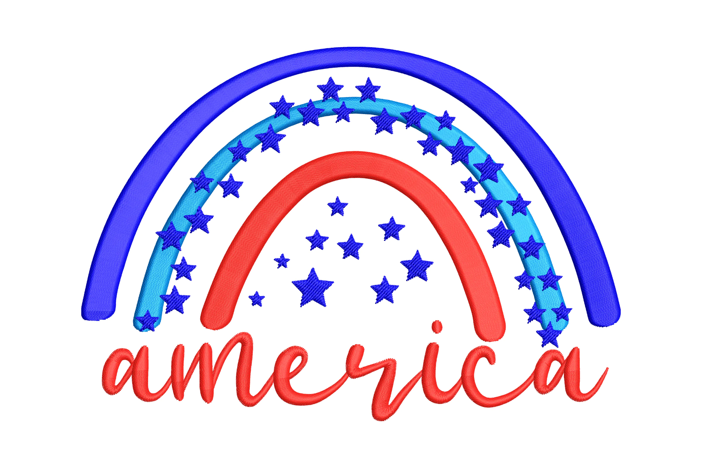 Rainbow America Embroidery Design