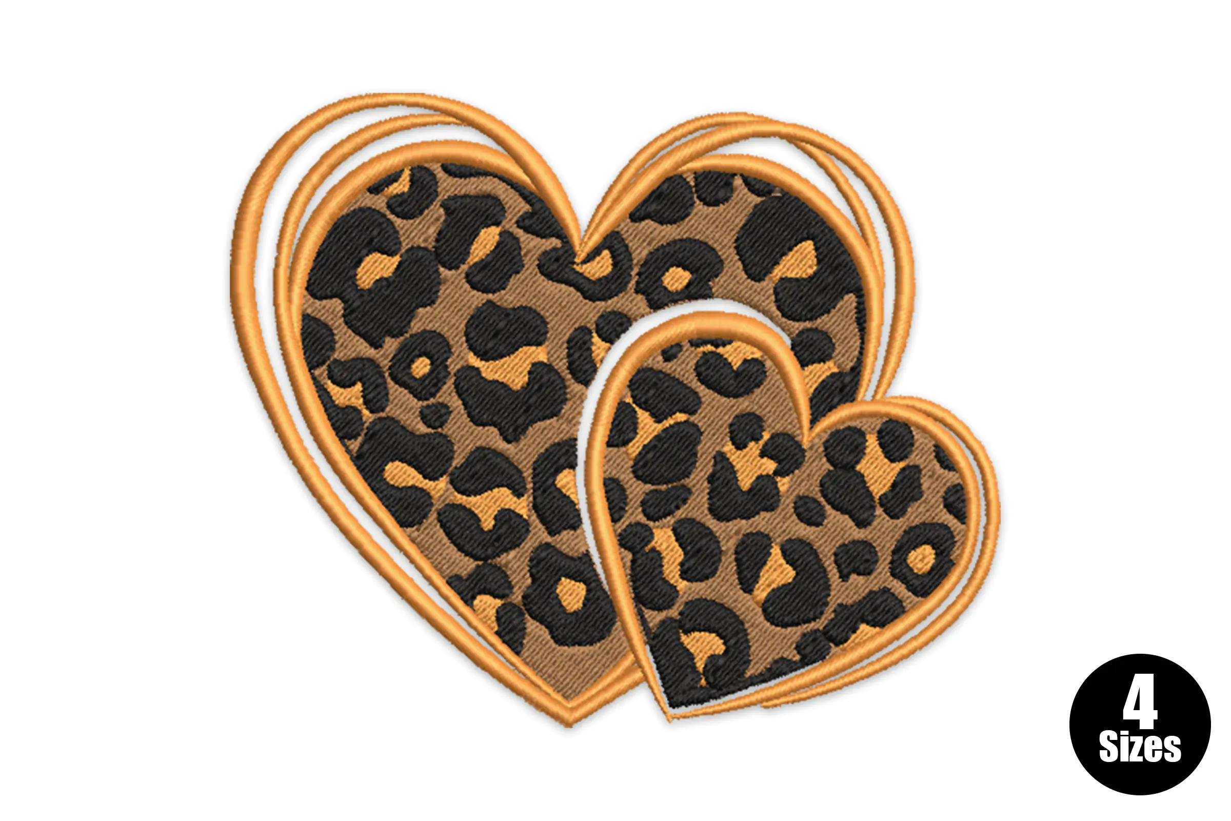 Leopard Print Heart Embroidery Design