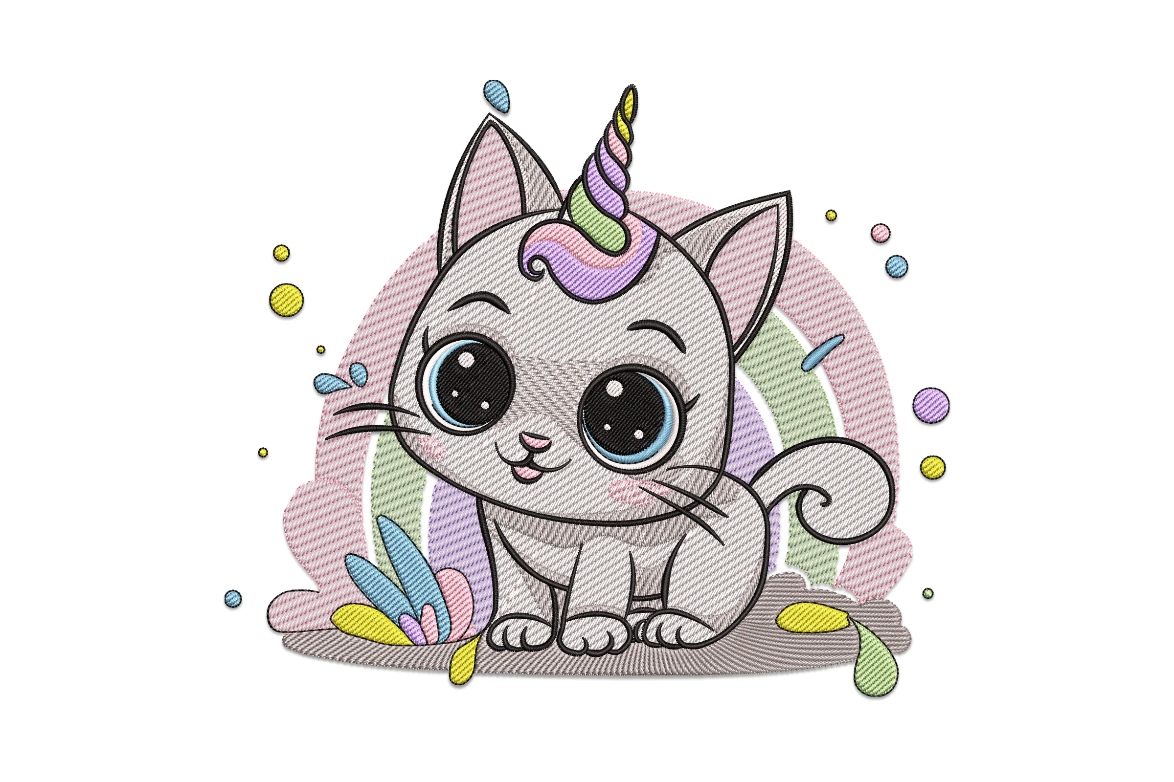 Unicorn Baby Cat Embroidery Design