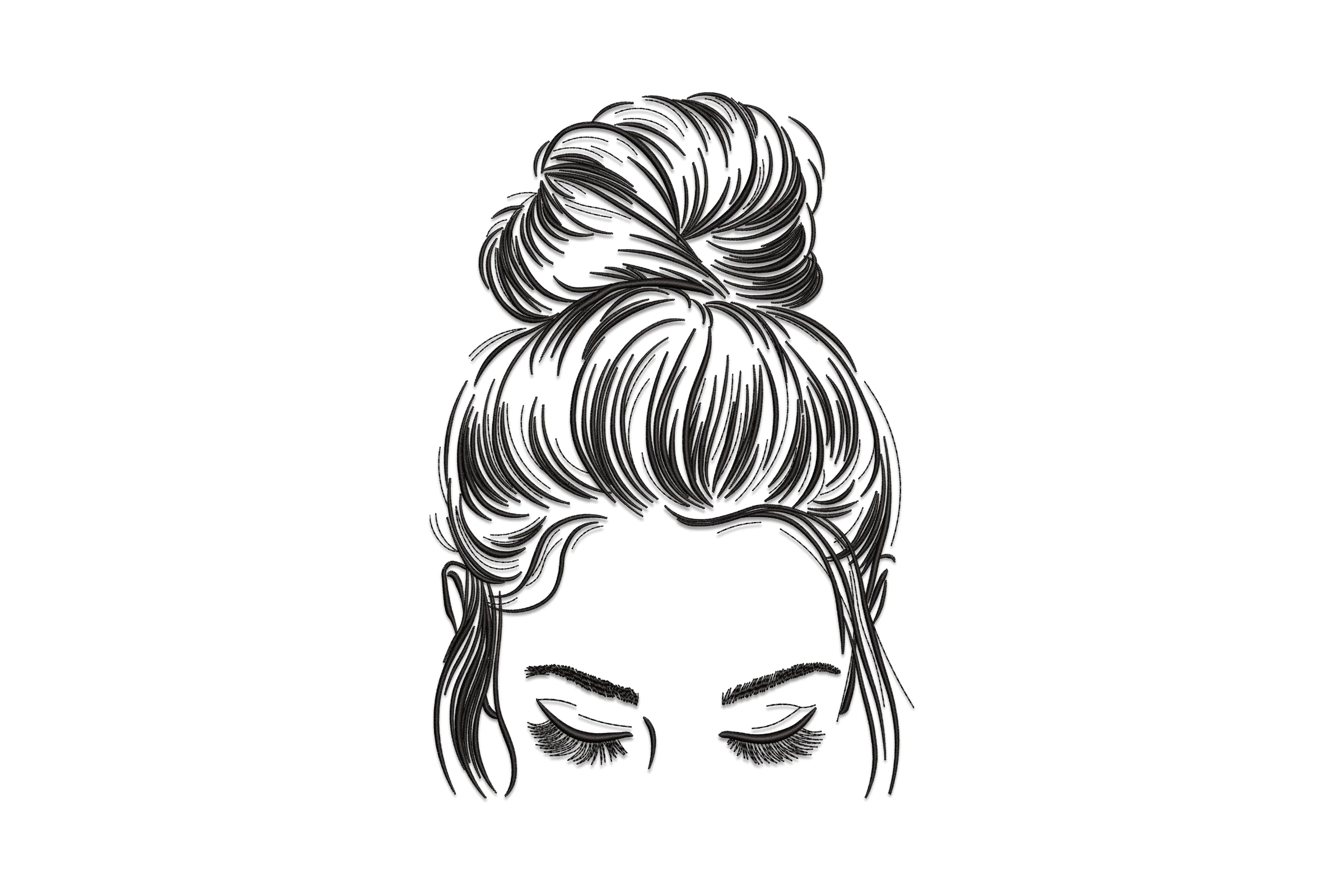 Lady's Hair Bun Elegant Hairstyle Embroidery Design