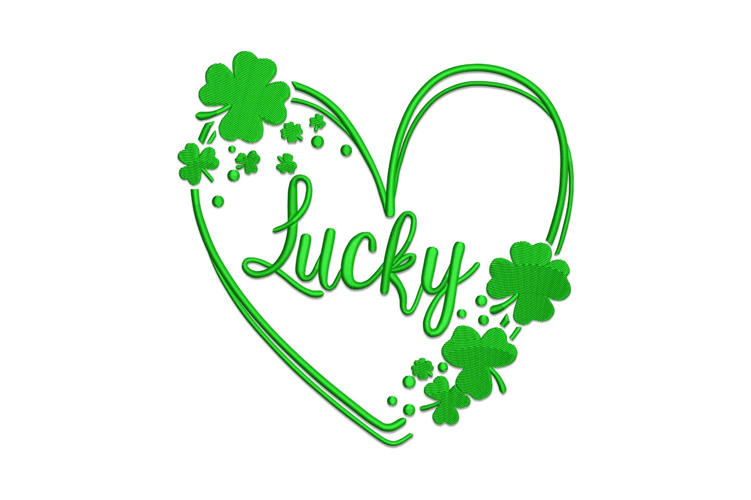 Lucky Clover Heart Embroidery Design