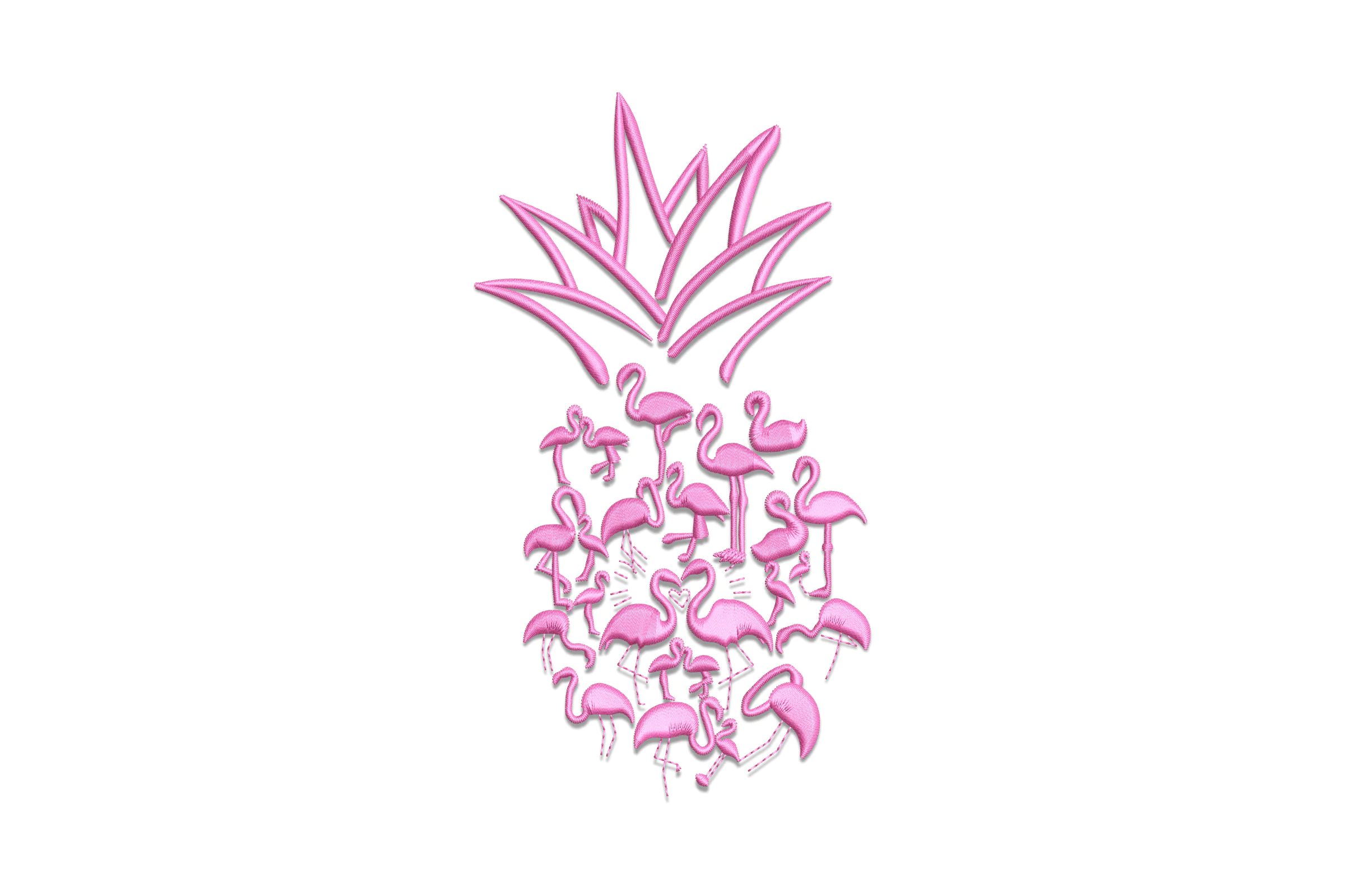 Flamingo Pineapple Embroidery Design