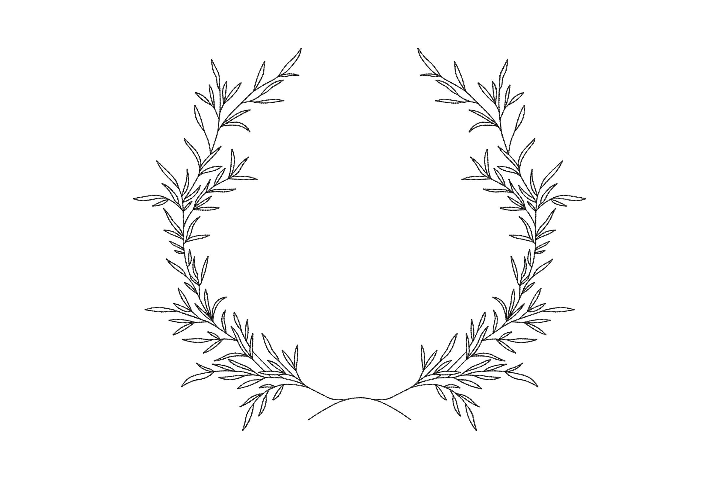 Delicate Laurel Outline Embroidery Design