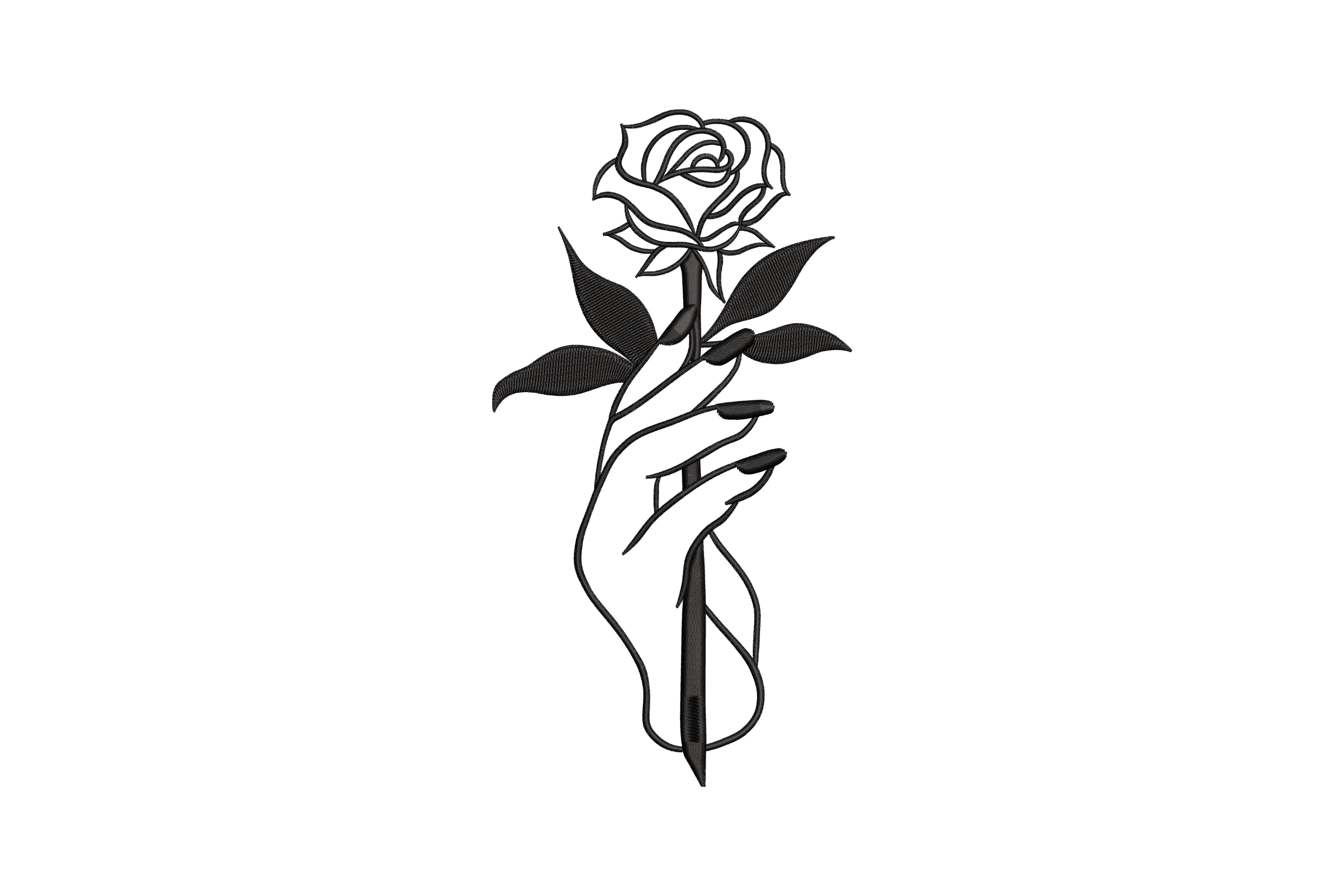 Rose in Hands Embroidery Design