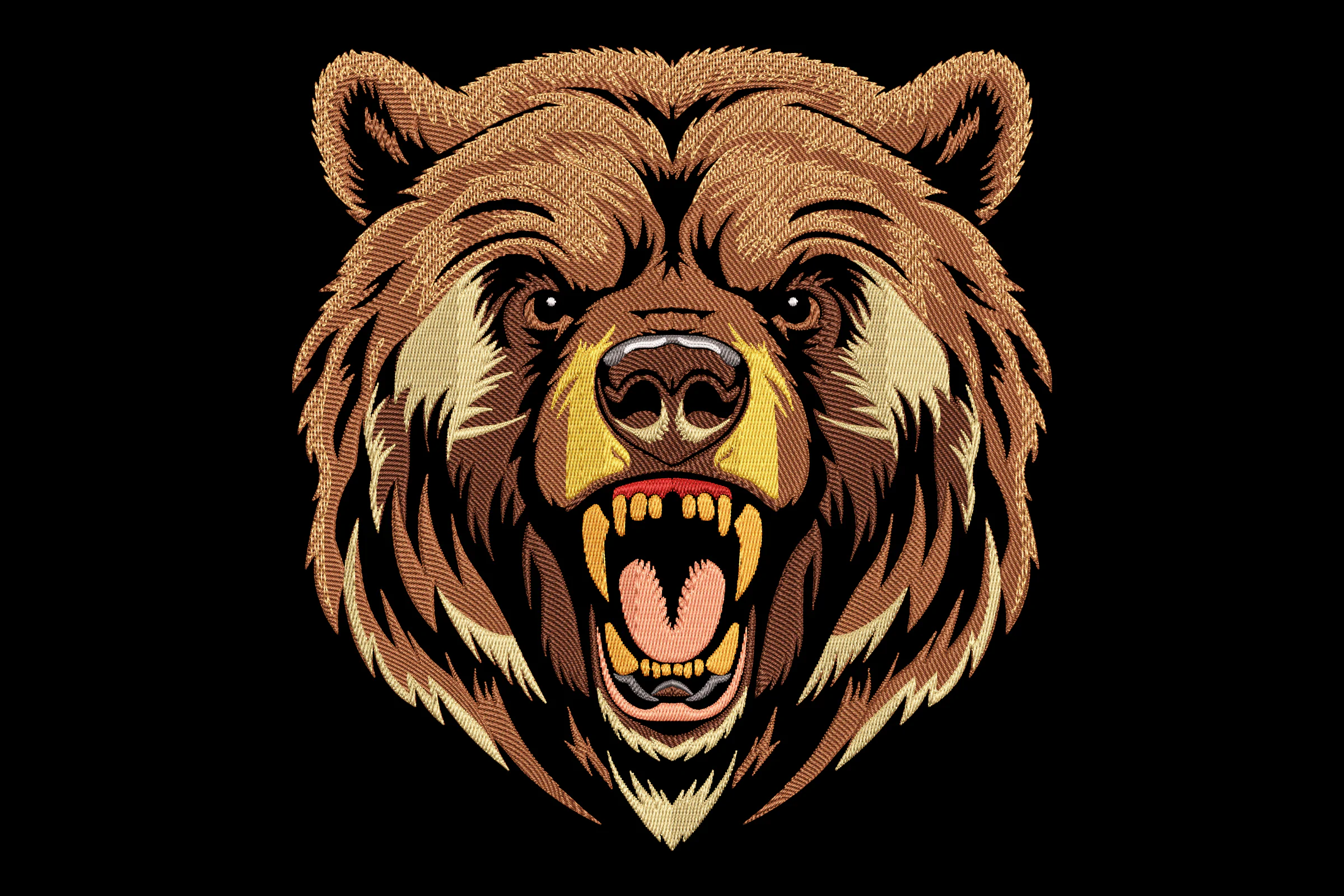 Fierce Grizzly Bear Embroidery Design
