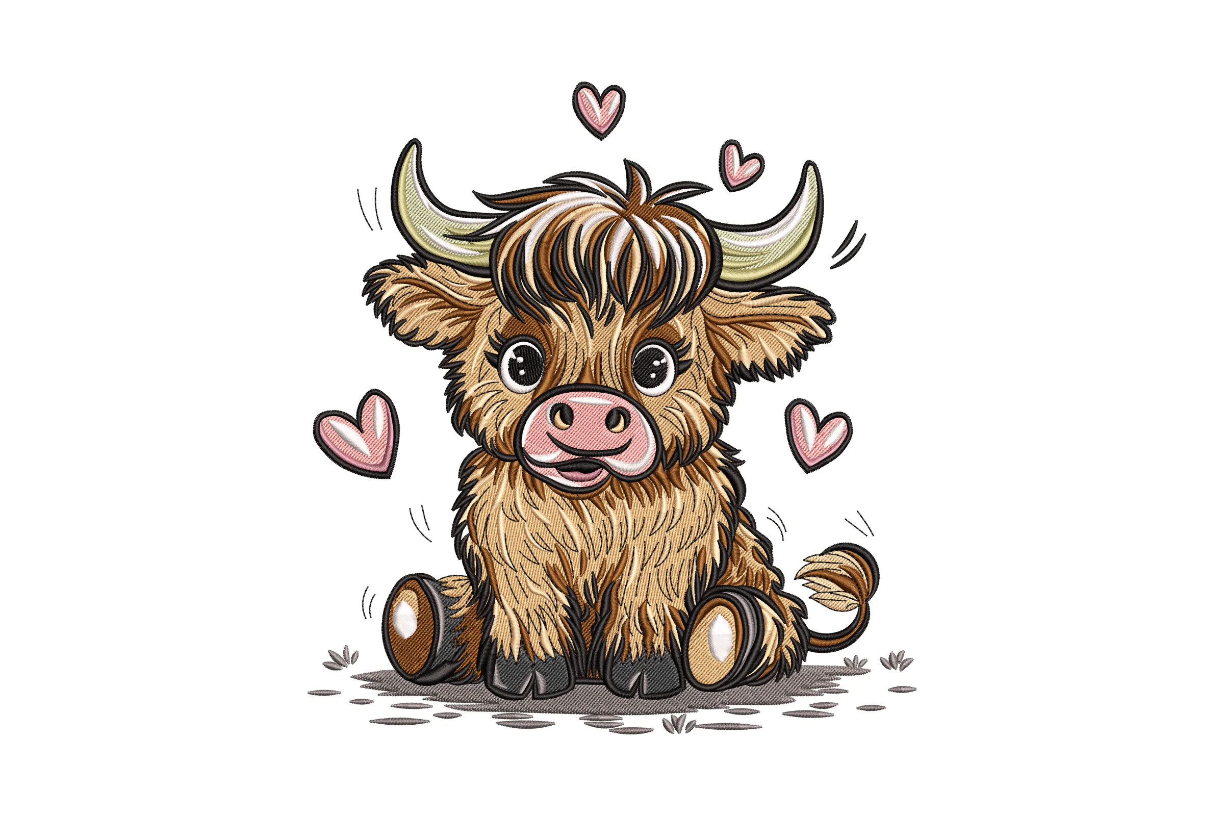 Highland Cow Embroidery Design File