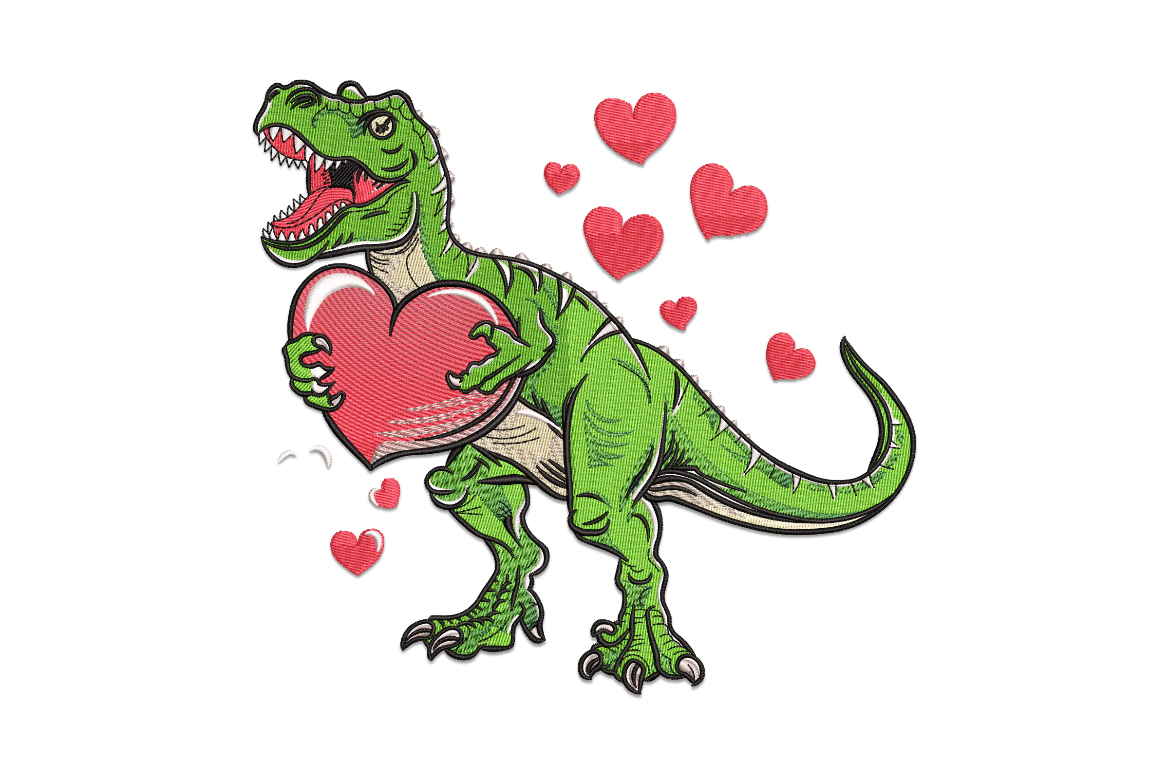 Valentine's Day Dinosaur Embroidery design File