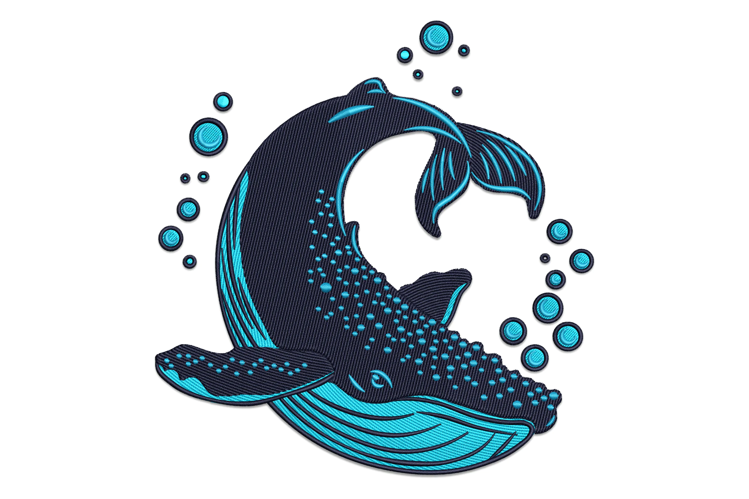 Graceful Whale Embroidery Design