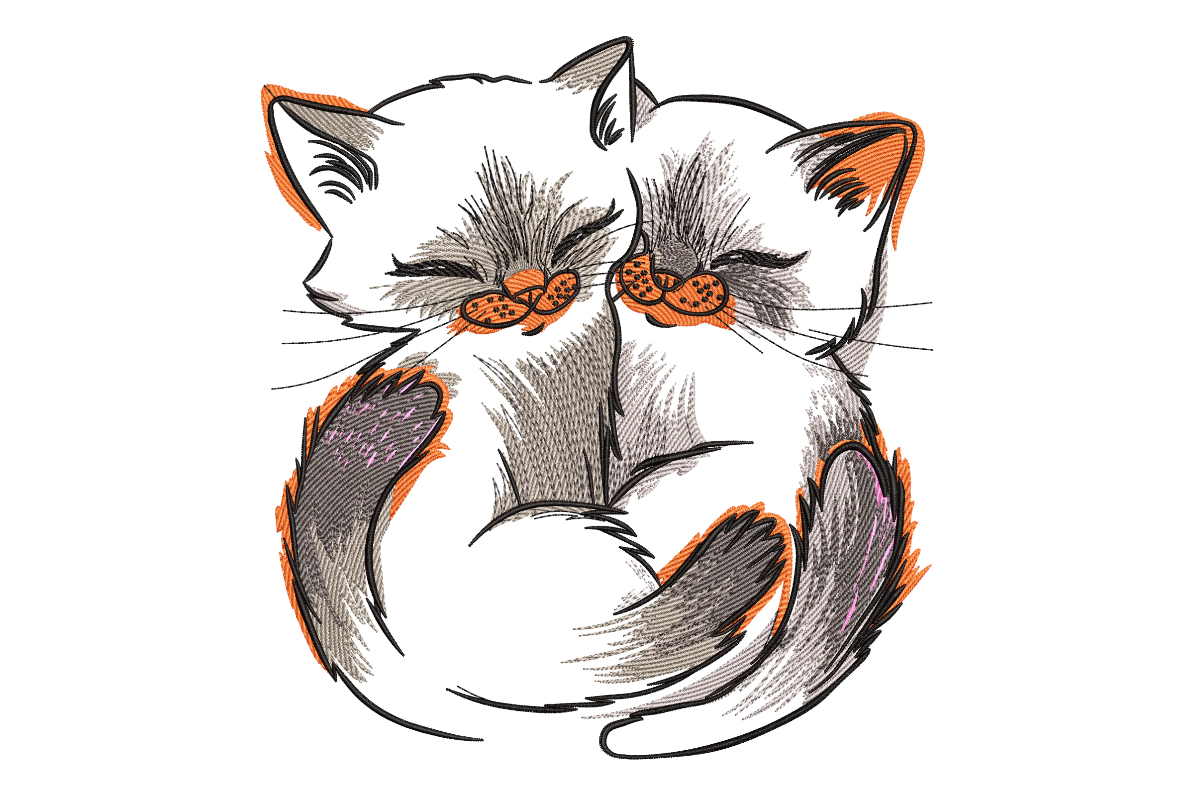 Feline Love Embroidery Design