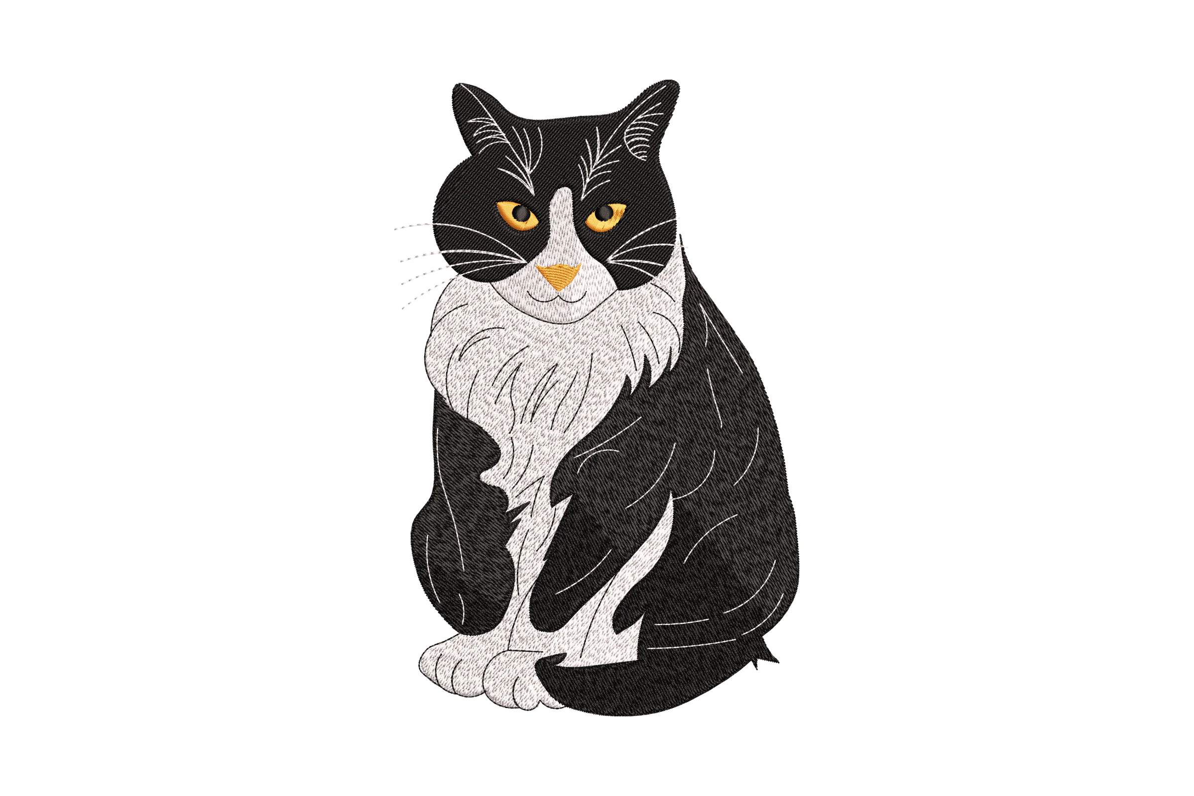 Black And White Cat Embroidery Design
