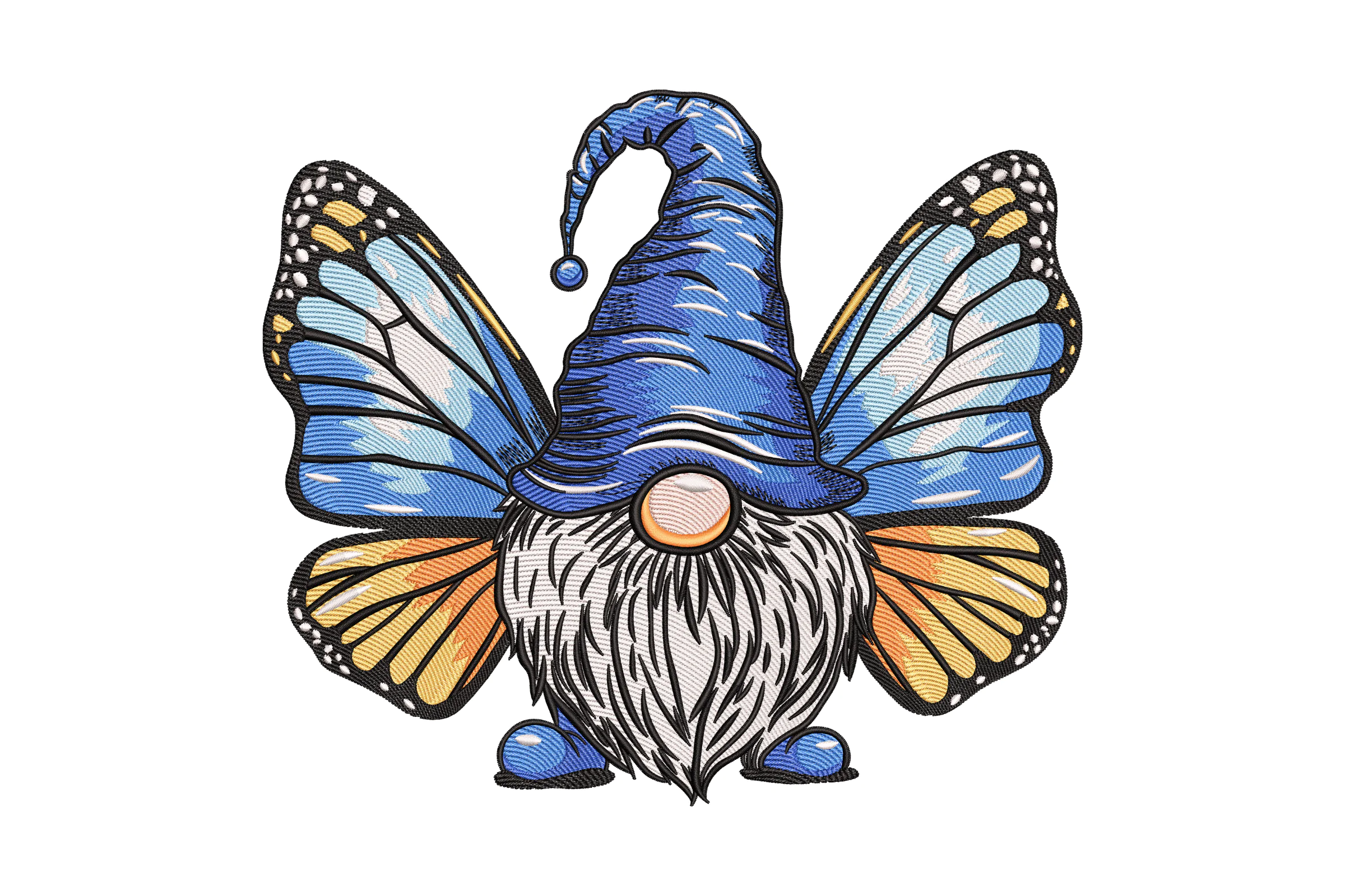 Butterfly Gnome Embroidery Design Pattern