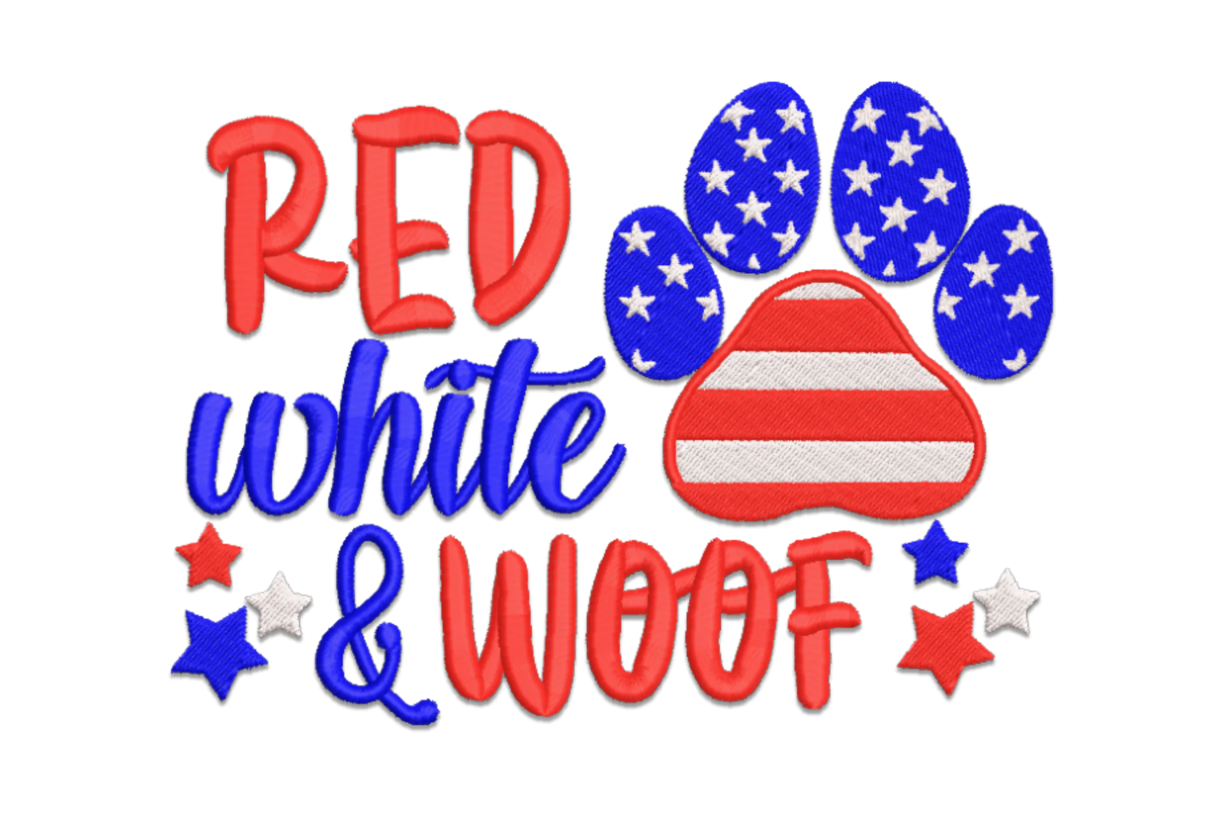 Red White and Woof Embroidery Design