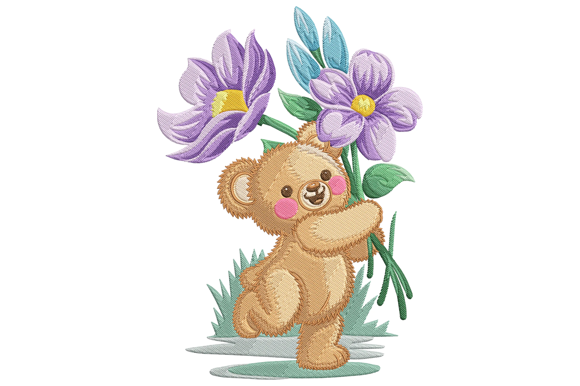 Hedgehog with Flowers Embroidery Design