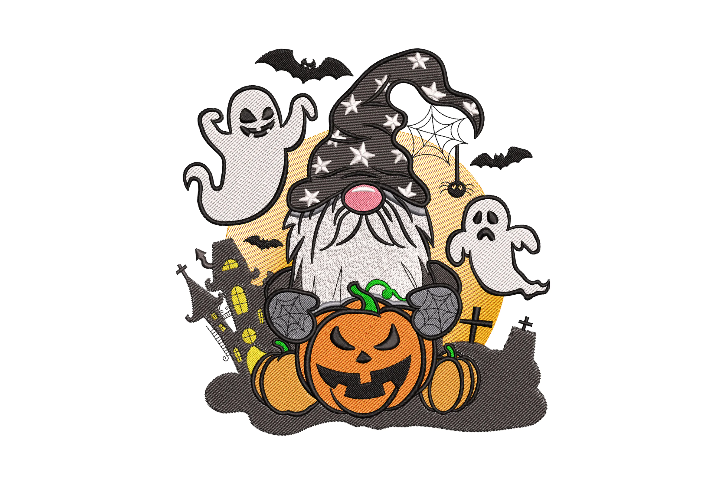 Spooky Halloween Gnome Embroidery Design