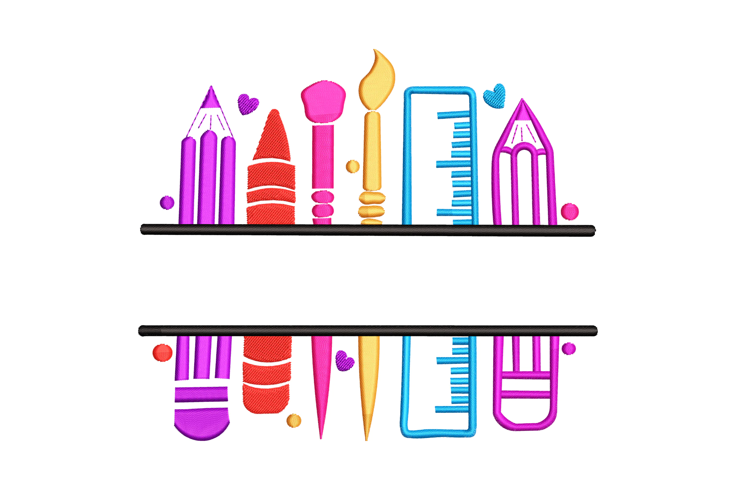 Back to School Split Embroidery Design