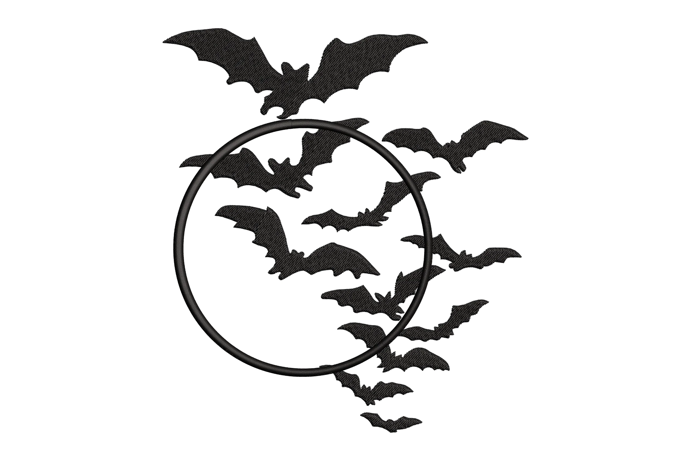 Bats and Moon Embroidery Design