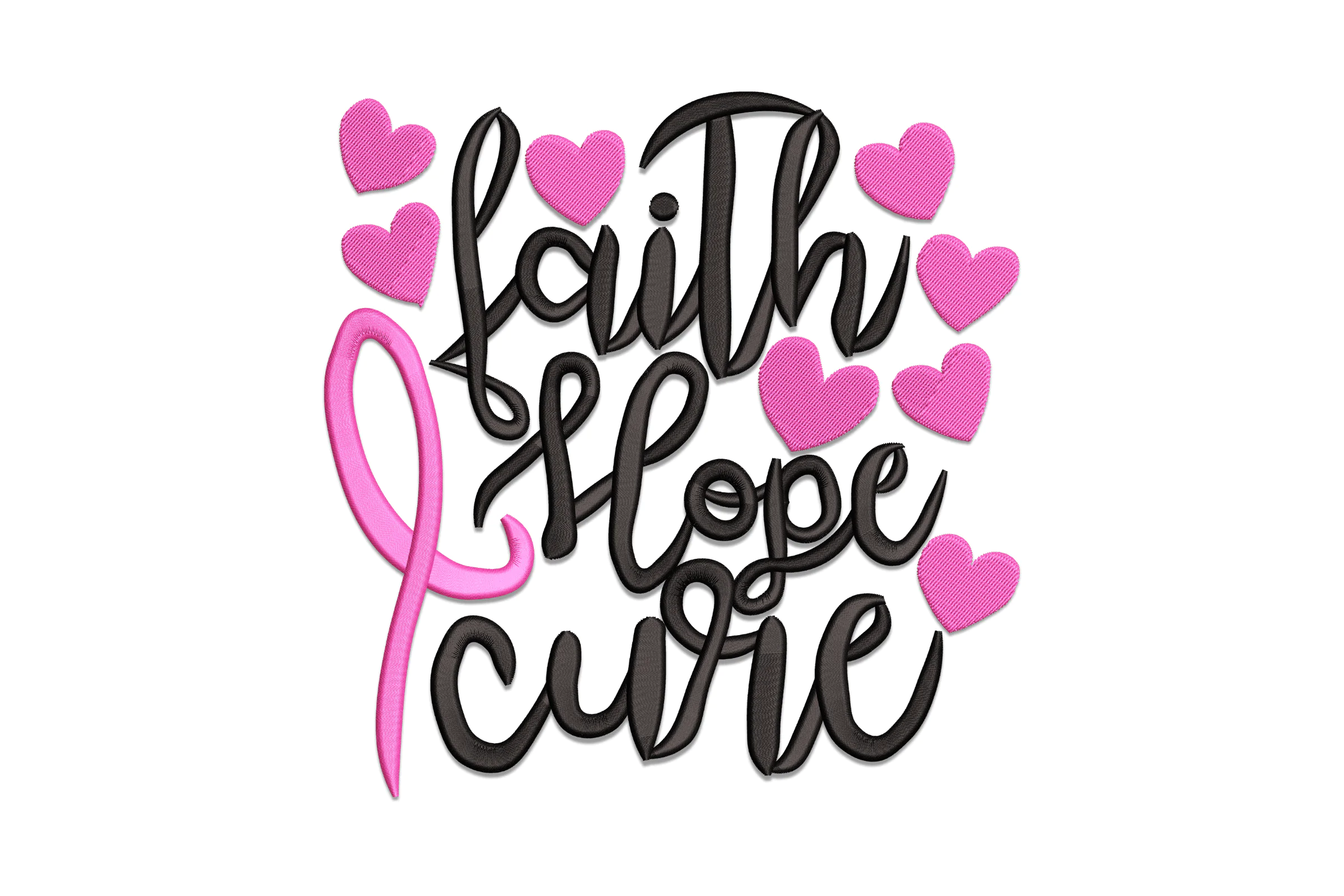 Faith, Hope, Cure Breast Cancer Embroidery Design