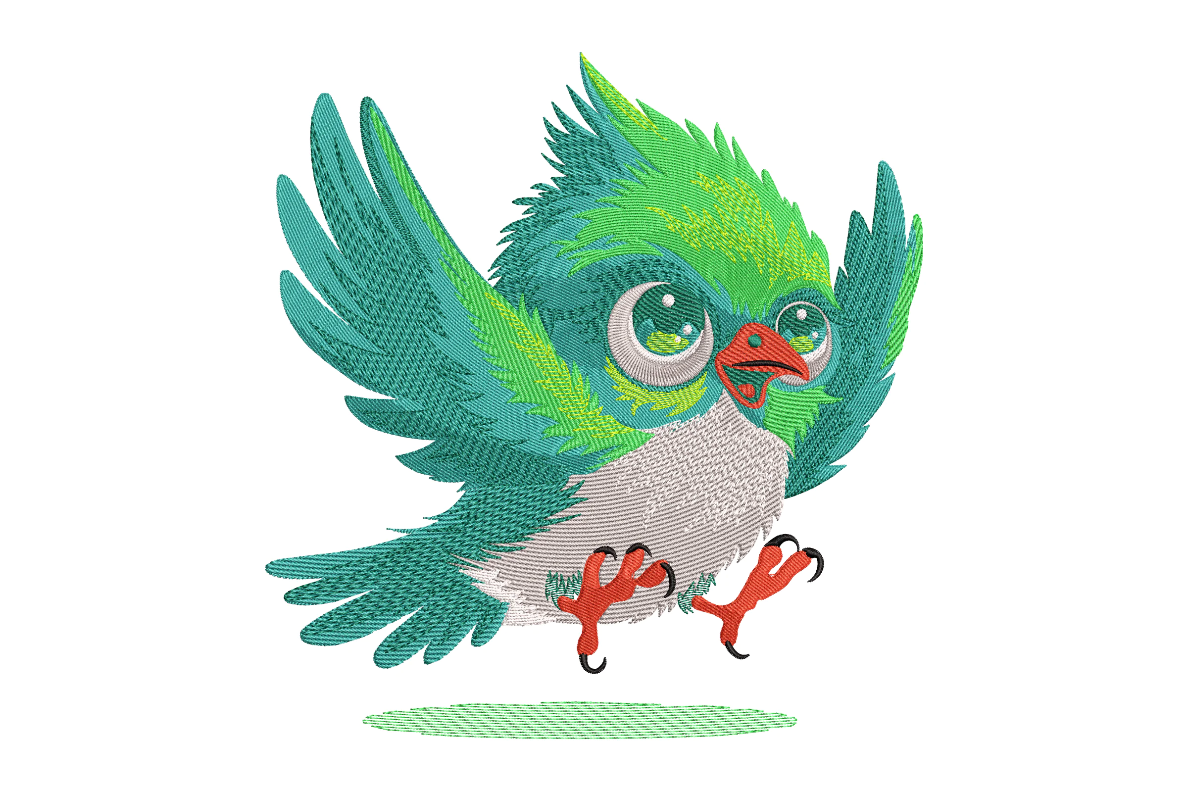 Green And Blue Bird Embroidery Design