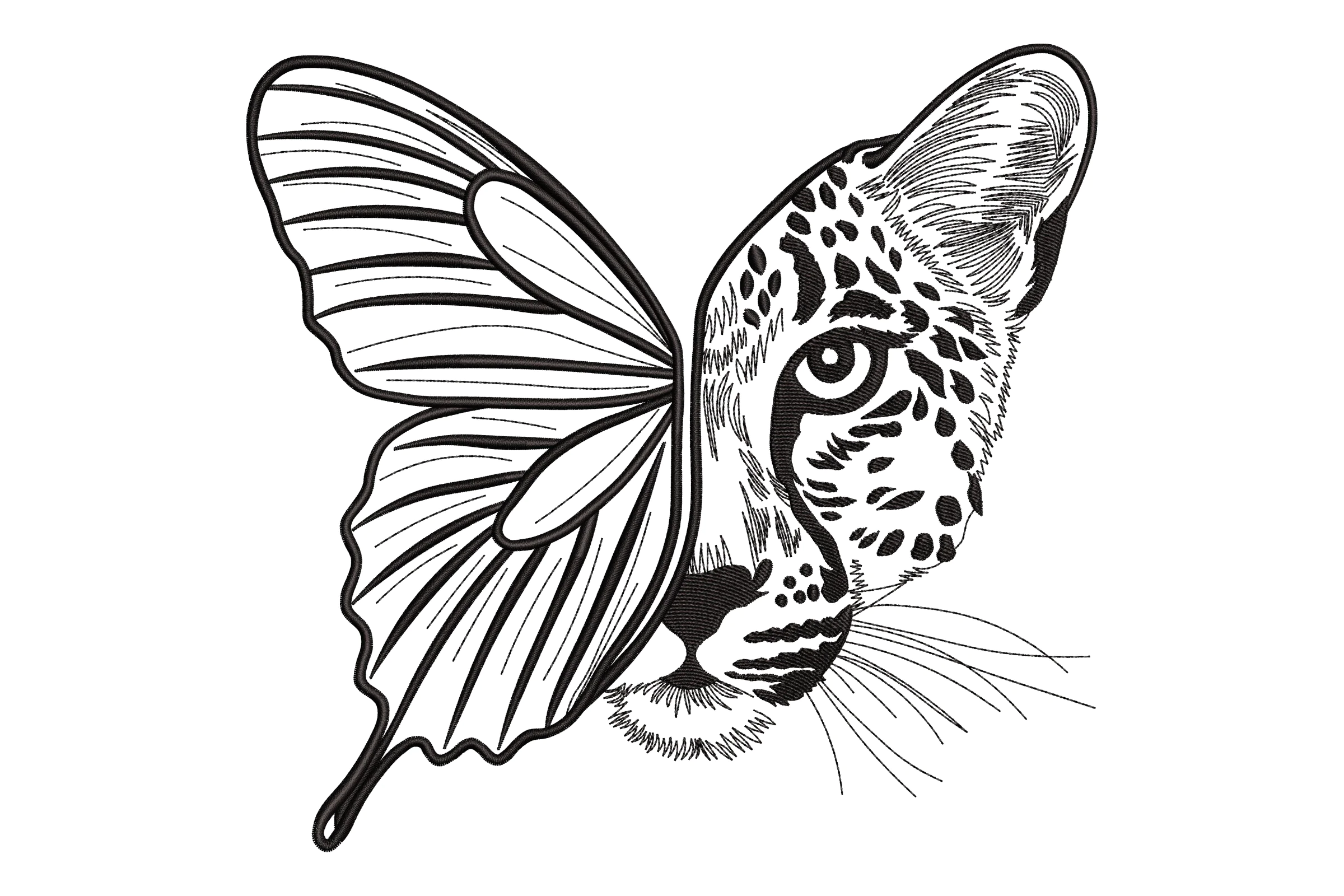 Leopard Wings Embroidery Design