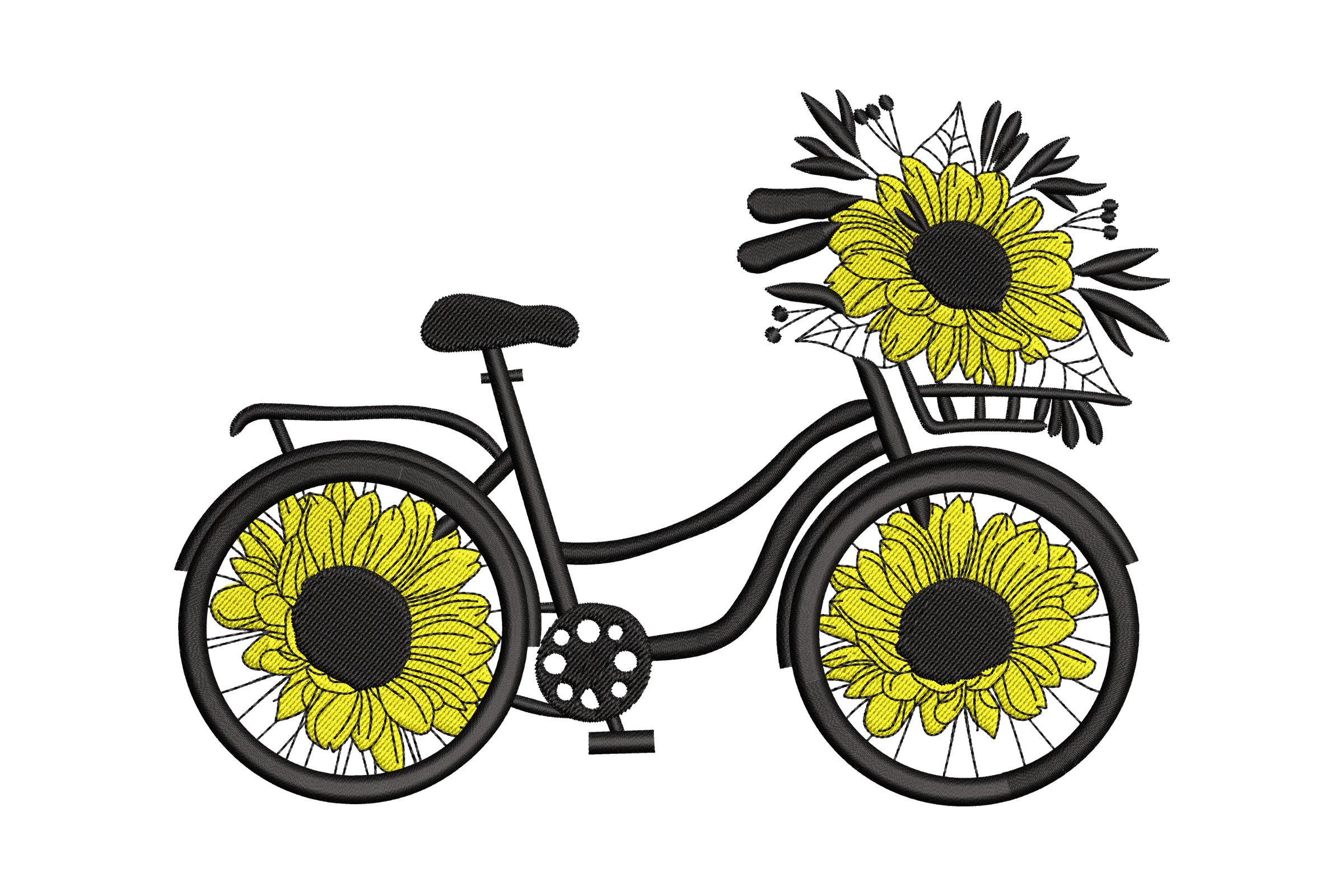 Bicycle with Flowers Embroidery Design