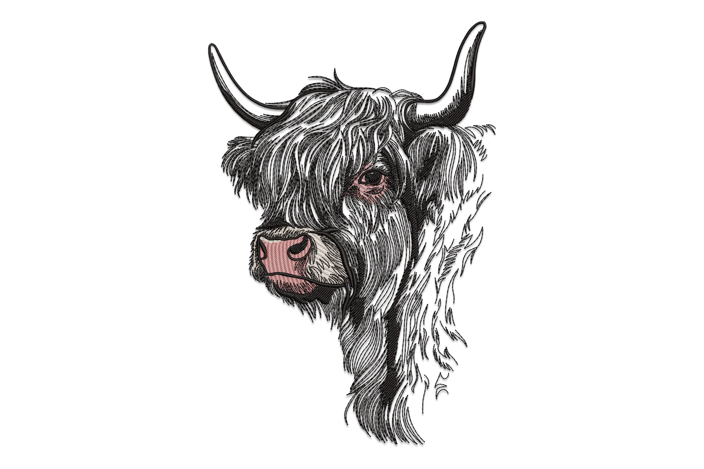 Floral Highland Cow Embroidery Design