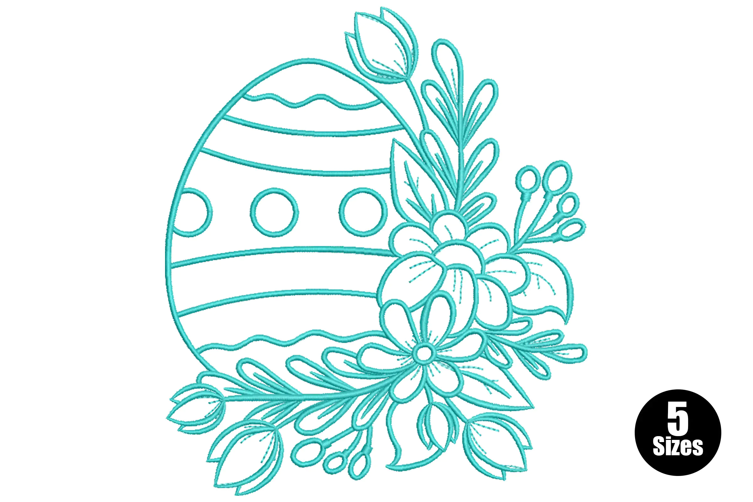 Easter Eggs and Flowers Embroidery Design