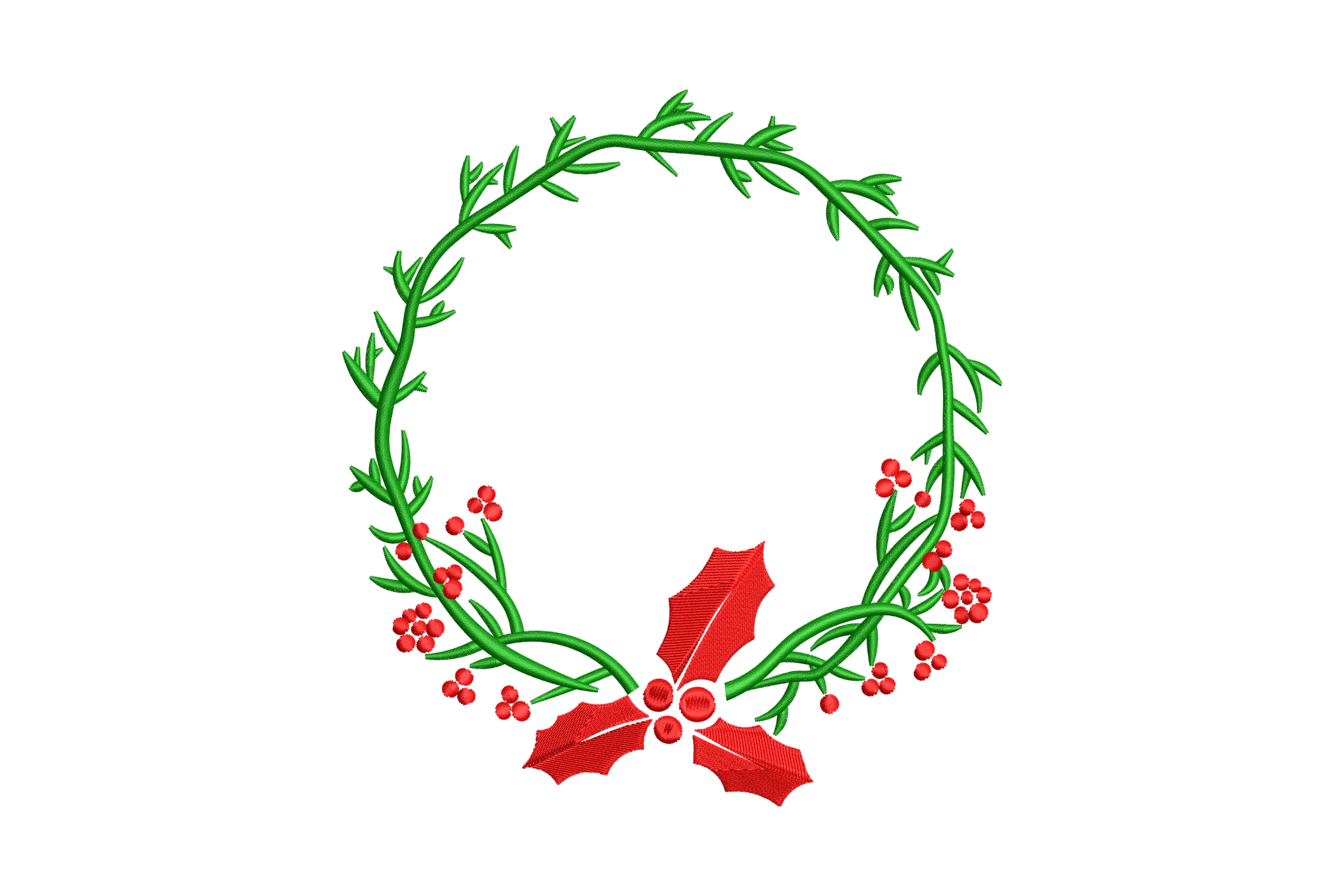 Christmas Monogram Wreath Embroidery Design