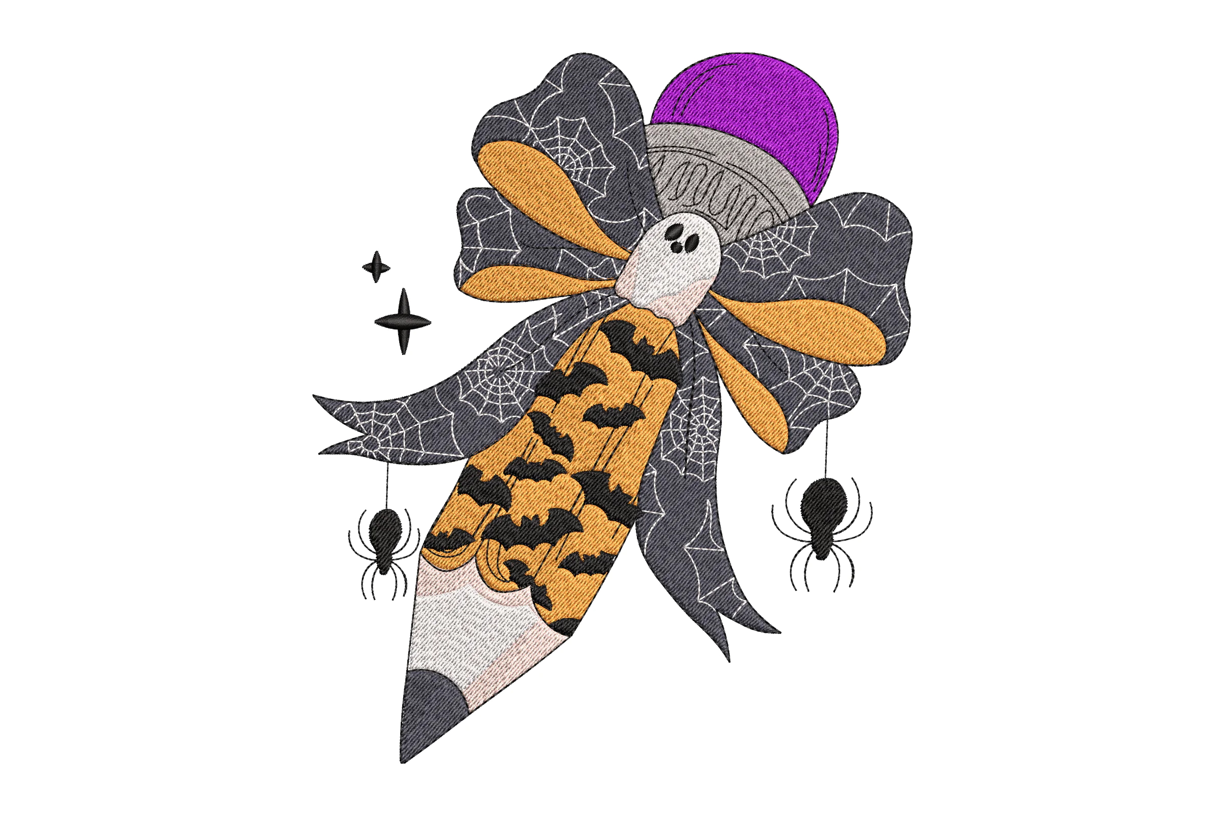 Halloween Pencil Coquette Bow Embroidery Design