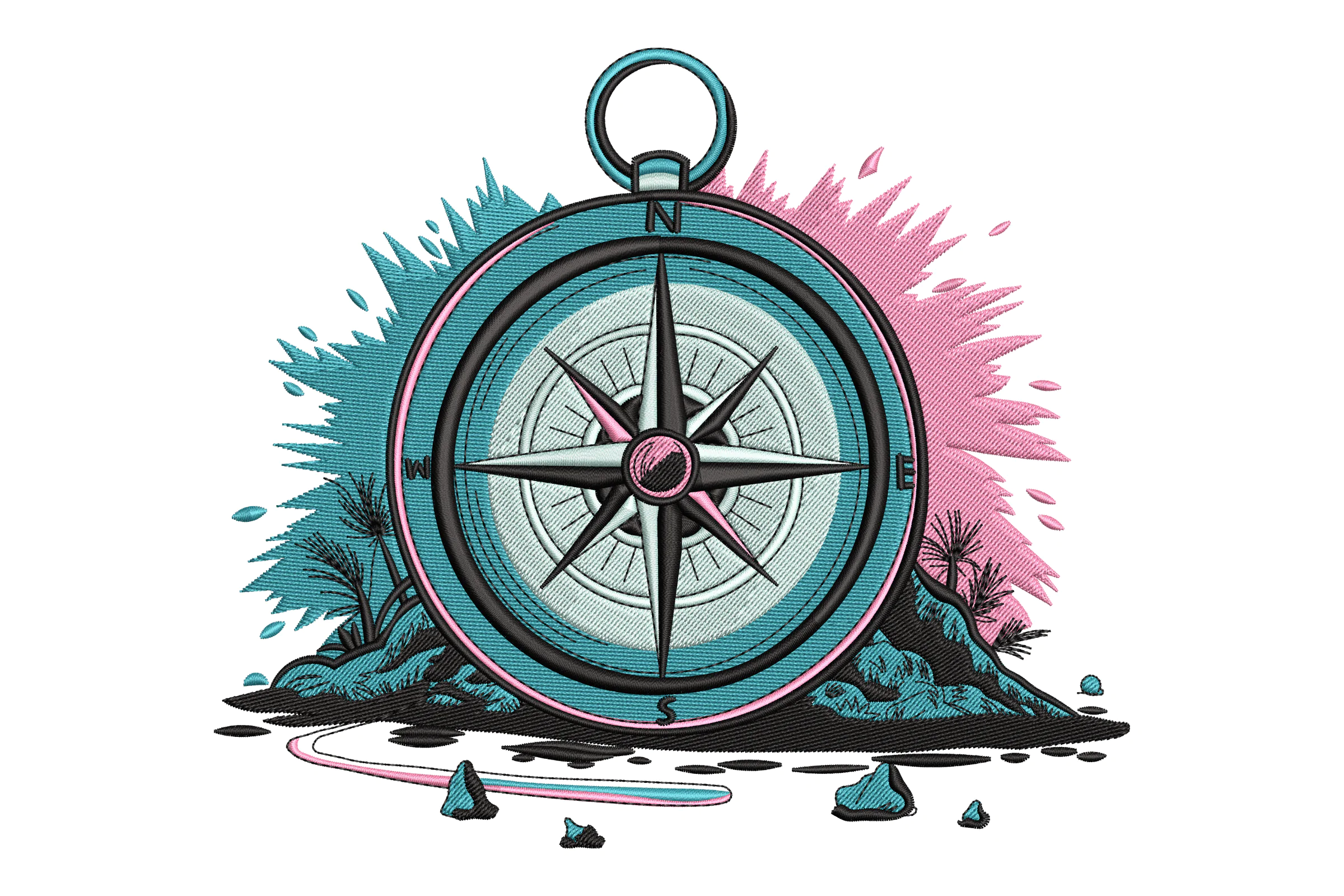 Compass in Hand Embroidery Design