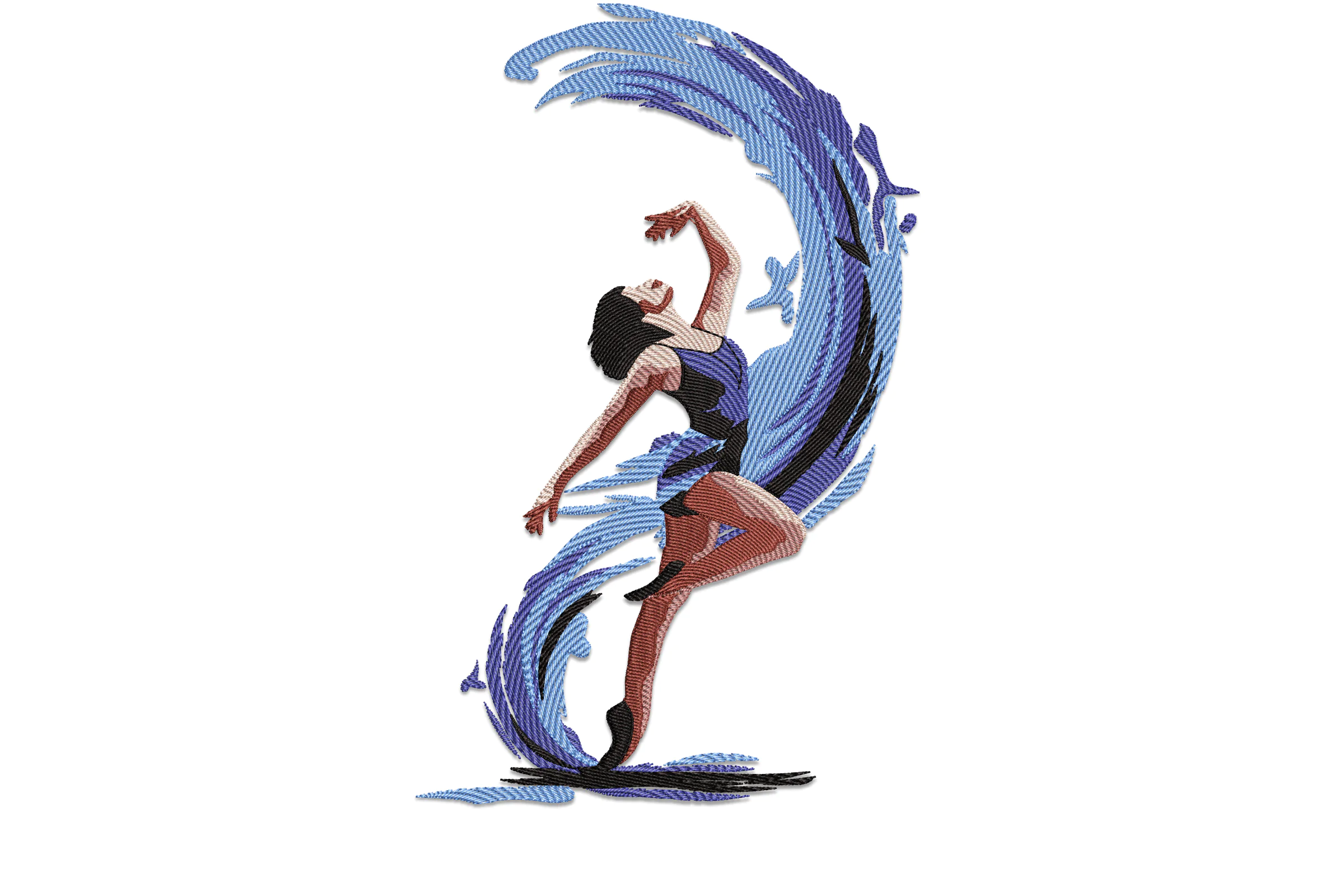 Dance with Girl Water Embroidery Design