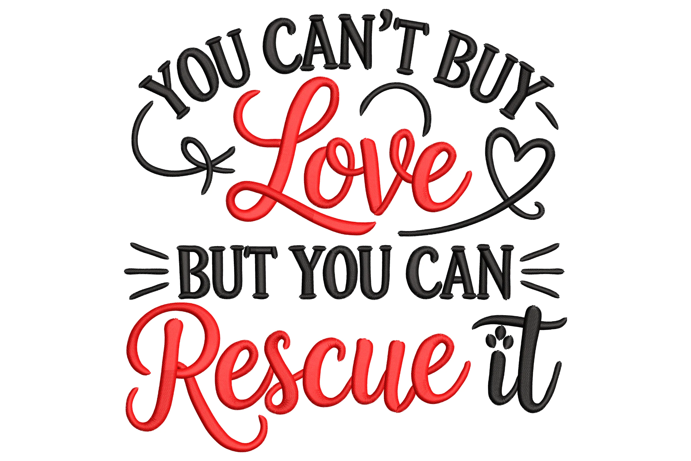 Rescue Love Embroidery Design